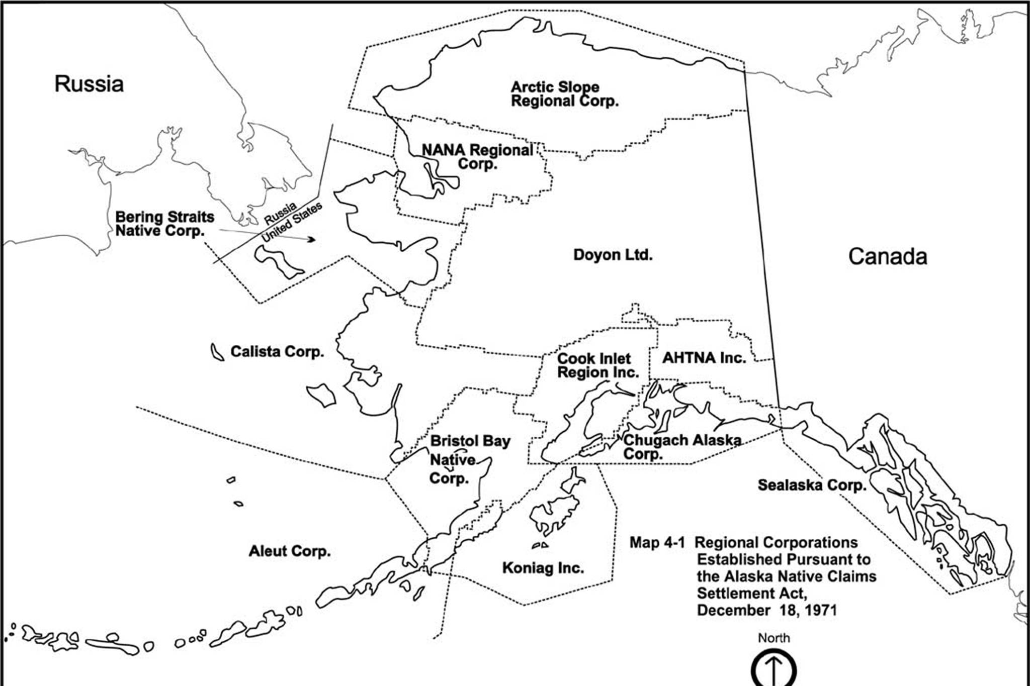 This map shows regional corporations established by the Alaska Native Claims Settlement Act in 1971. On Friday, a judge ruled Alaska Native Corporations are eligible to receive federal coronavirus relief funds. (Courtesy Photo | US National Park Service)