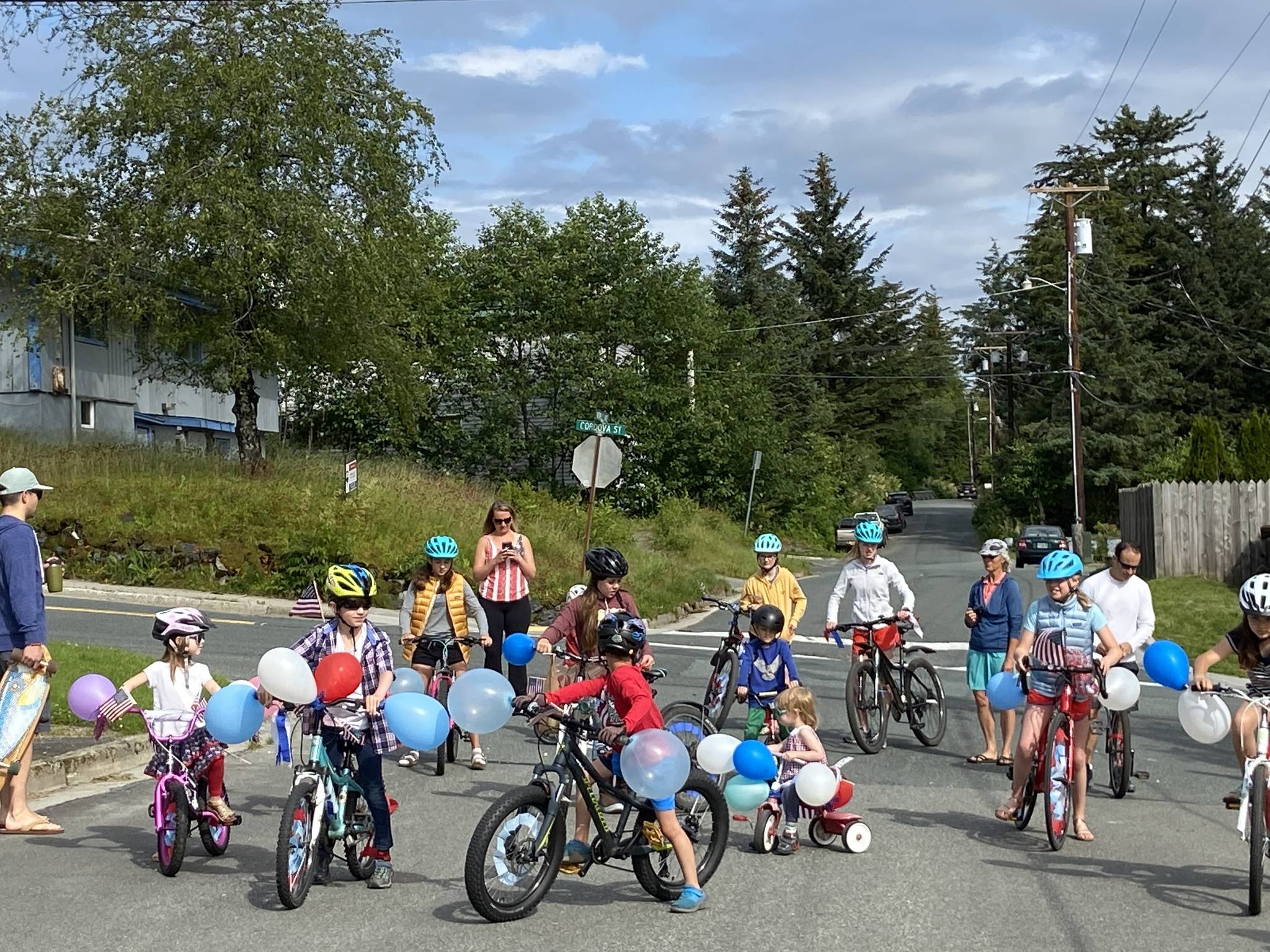 Kids of Nowell Avenue in West Juneau hold a bike parade Saturday morning. (Courtesy Photo | Greg Capito)