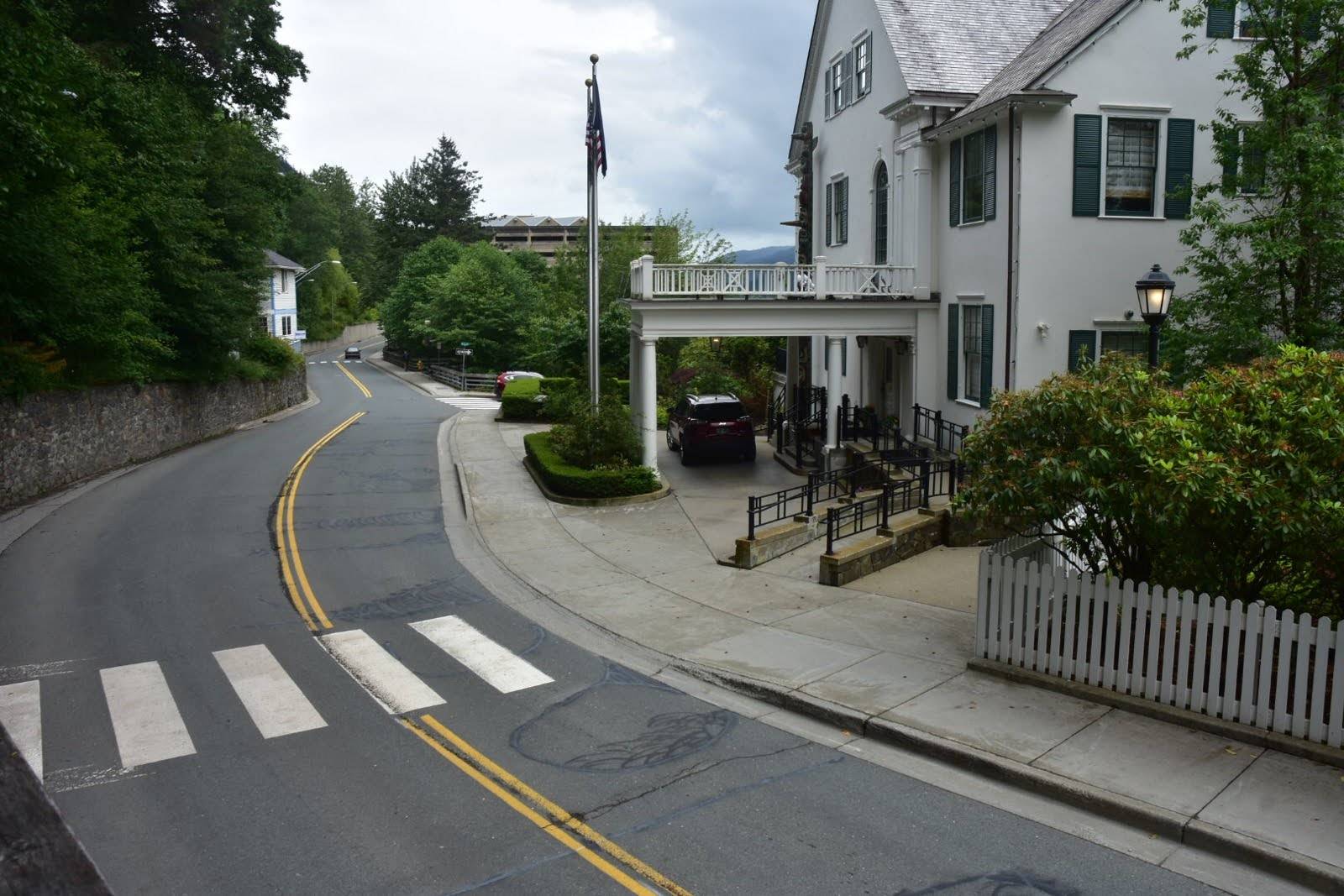 Peter Segall | Juneau Empire The outline of letters spelling out Black Lives Matter are visible after state employees worked to cover the phrase that was written outside the Governors Mansion after the death of George Floyd.