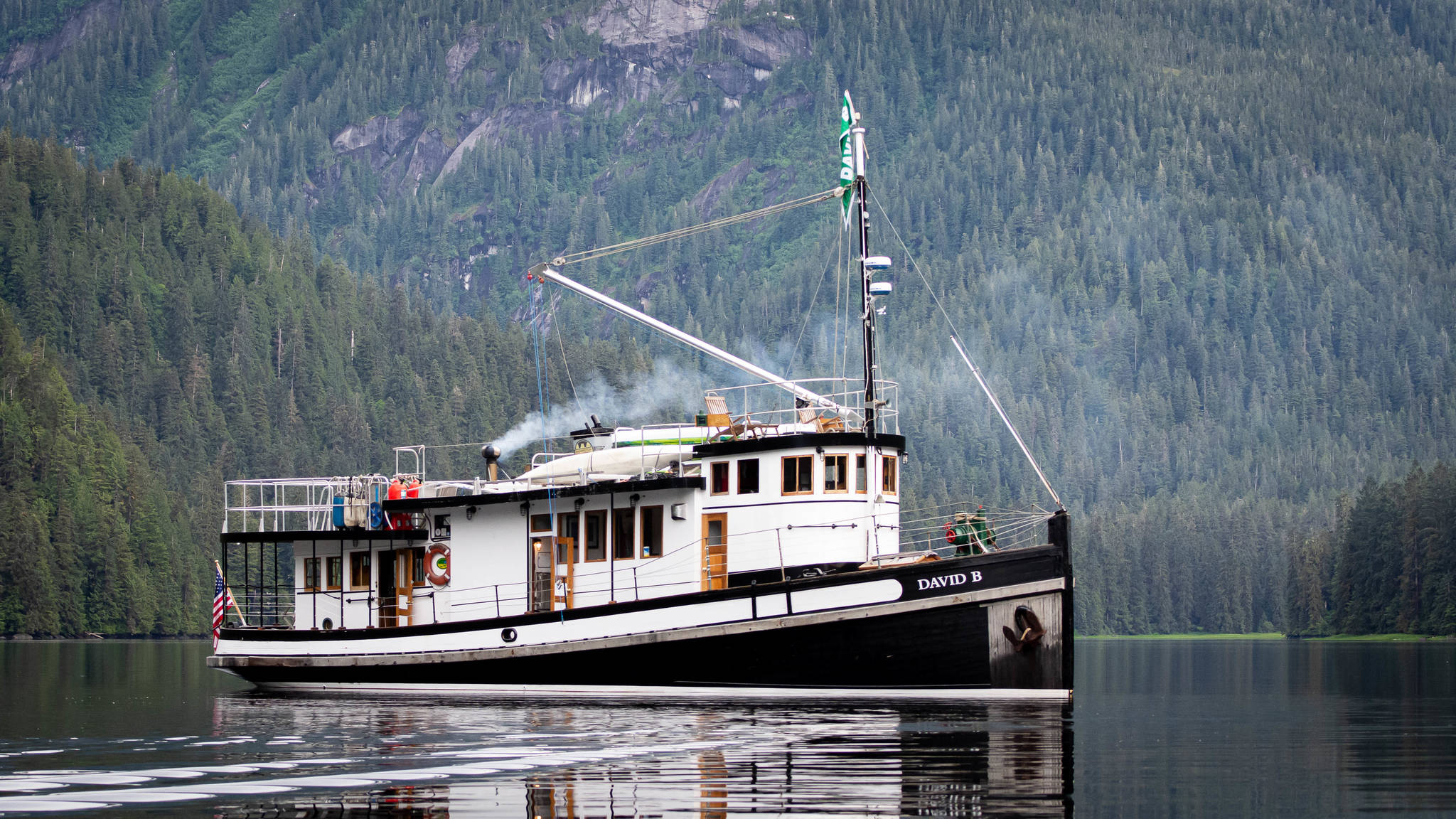 The David B is anchored in Misty Fiords. The boat was built in 1929 at a shipyard on Lake Washington for the Libby, McNeil and Libby Company. That company owned a cannery in Bristol Bay. The boat was named after David W. Branch, the general manager of the company’s salmon operation. (Courtesy Photo | Christine Smith)