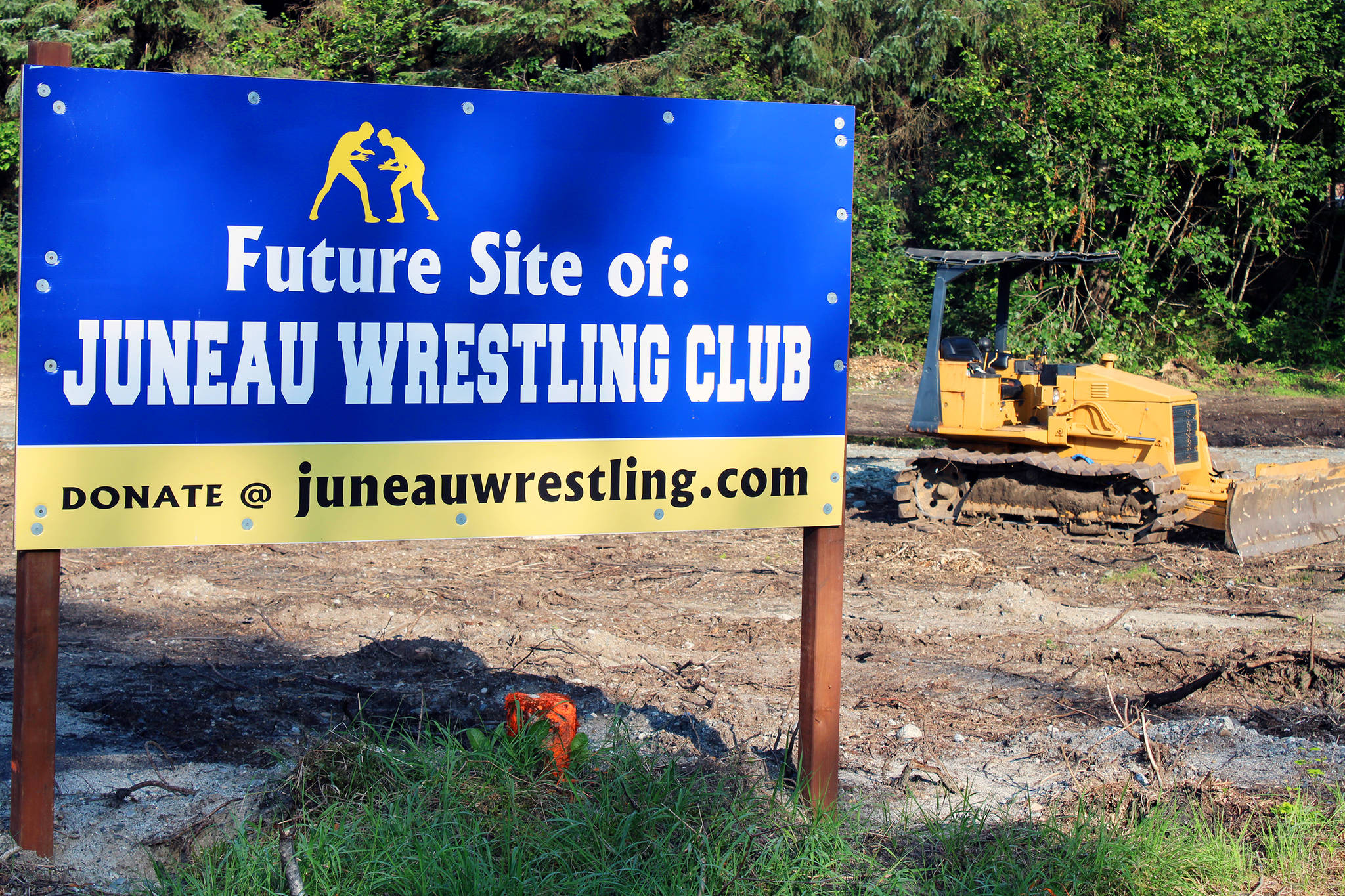 The site of Juneau Youth Wrestling Club’s future practice facility has been cleared, and Josh Houston, club board president said it’s hoped the building will be in place by October. (Ben Hohenstatt / Juneau Empire)