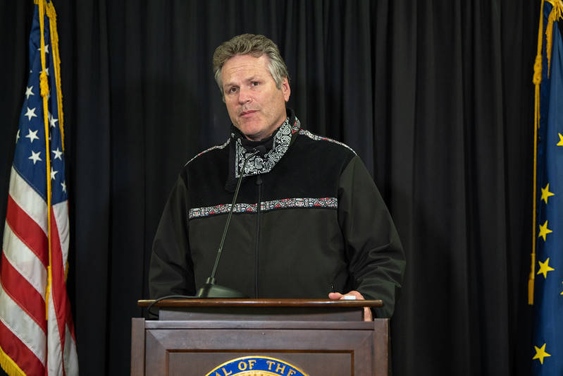 Gov. Mike Dunleavy speaks at a press conference in Anchorage on July 7, 2020. (Courtesy photo | Office of Gov. Mike Dunleavy)