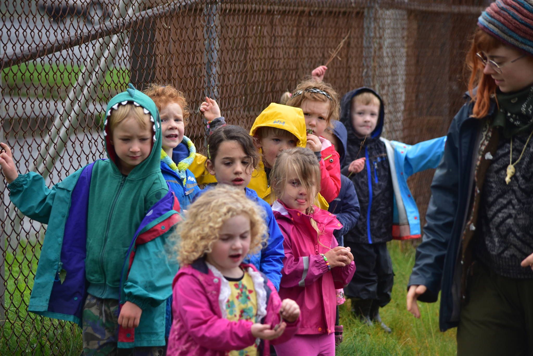 Students at the Juneau Montessori School in Douglas on Tuesday, Aug. 11, 2020. Montessori is a private pre-school and kindergarten which has received a large number of parents looking for child care following the Juneau School District’s announcement the 2020 school year would begin mostly online, according to executive director Laura Talpey. (Peter Segall / Juneau Empire)