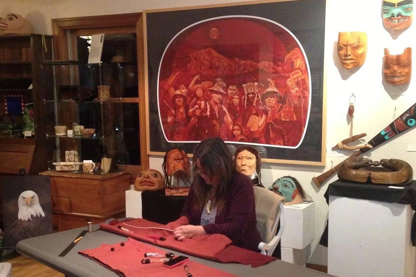 Kristina Cranston works in her home-studio-gallery in Sitka. (Courtesy Photo / Tommy Joseph)