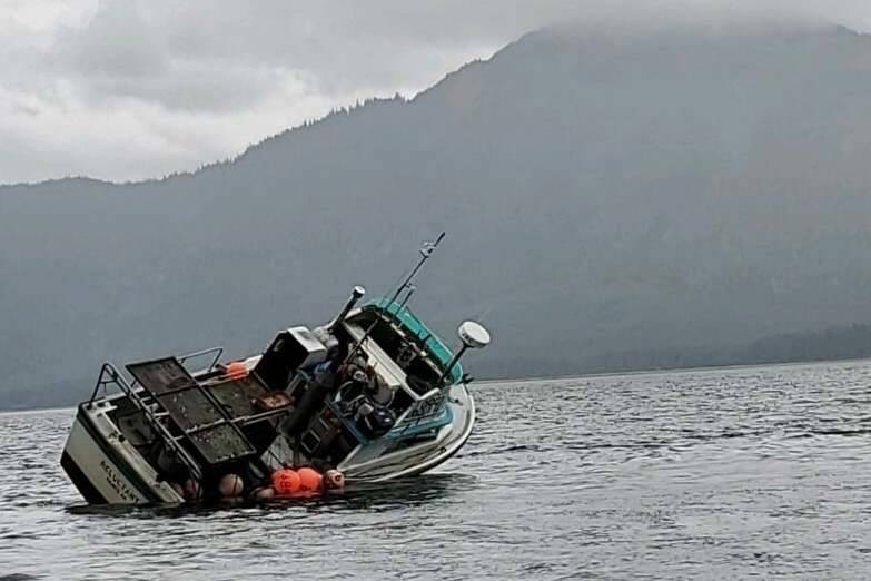 Coast Guardsmen aboard the cutter USCGC John McCormick rescued two people off the fishing vessel Reluctant near Hoonah after it grounded Tuesday morning, Sept. 22, 2020. (Courtesy photo / U.S. Coast Guard)