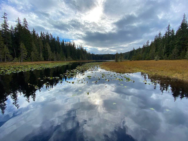 Sky is reflected in the water of Peterson Lake on Sept. 23, 2020. (Courtesy Photo / Denise Carroll)