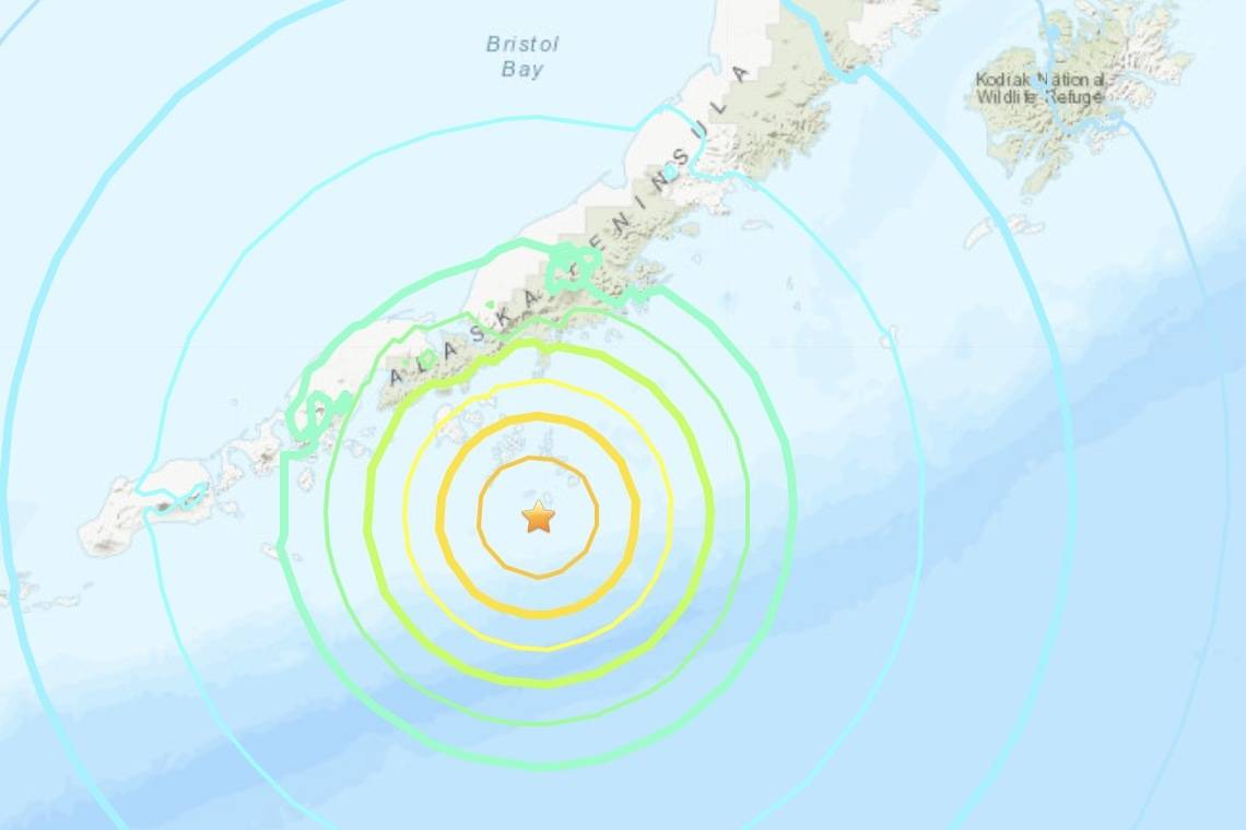 A 7.5 earthquake struck Southwest Alaska on Oct. 19, 2020. A tsunami warning was declared for many coastal communities. (Screenshot/ U.S. Geological Survey)