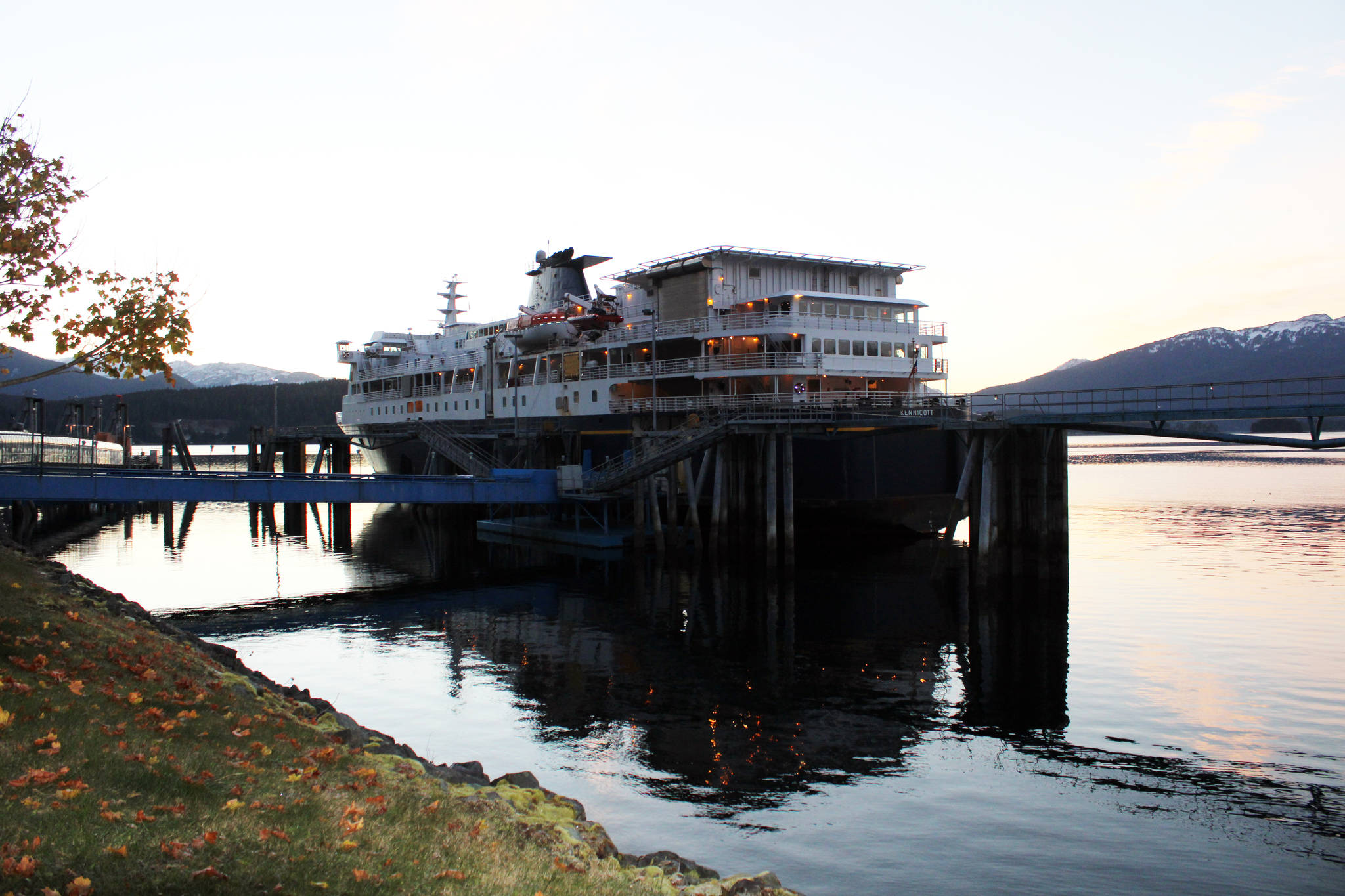 The MV Kennicott, docked at the Auke Bay Ferry Terminal, was out of commission awaiting repairs on Friday. A report released by the the Alaska Marine Highway Work Group made several recommendations to make the ferry system more effective, but the ferries’ stakeholders say they’ve given up enough already.