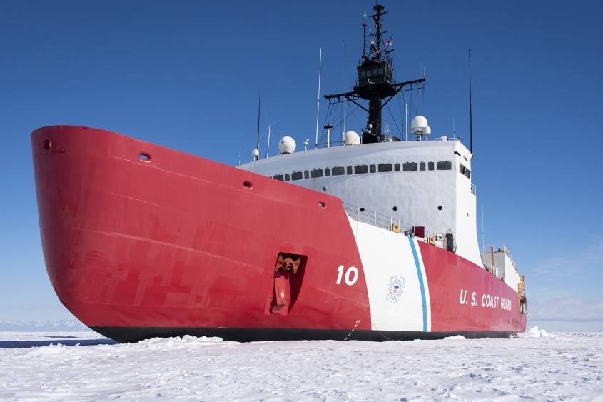 The Coast Guard Cutter Polar Star (WAGB-10) is in the fast Ice Jan. 2, 2020, approximately 20 miles north of McMurdo Station, Antarctica. (Senior Chief Petty Officer NyxoLyno Cangemi / USCG)