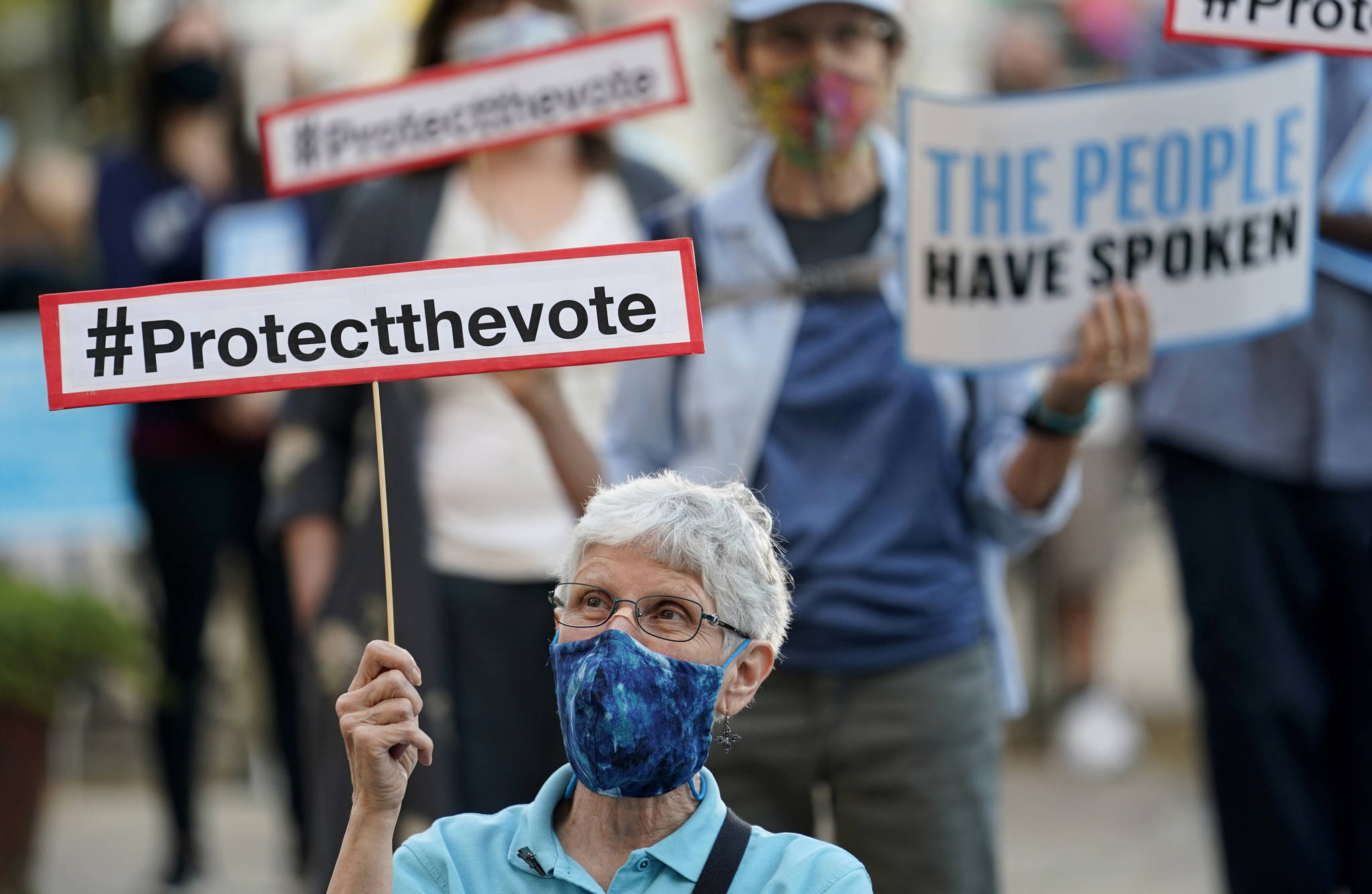Protesters gather at a protect the vote rally in downtown San Antonio, Wednesday, Nov. 4, 2020. (AP Photo / Eric Gay)