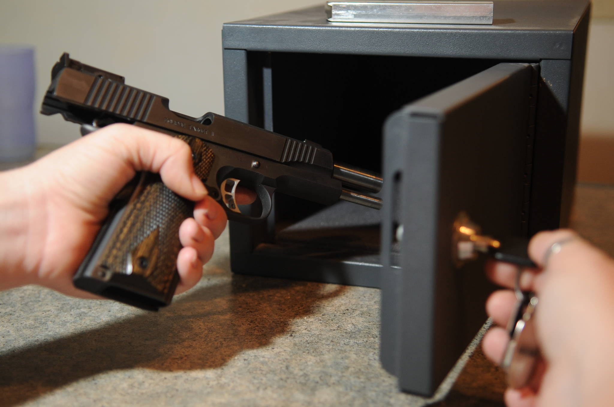 Unloaded firearms should be stored in a lockable gun cabinet, safe or locked vault. (U.S. Air Force Photo/Tech. Sgt. Thomas Dow)