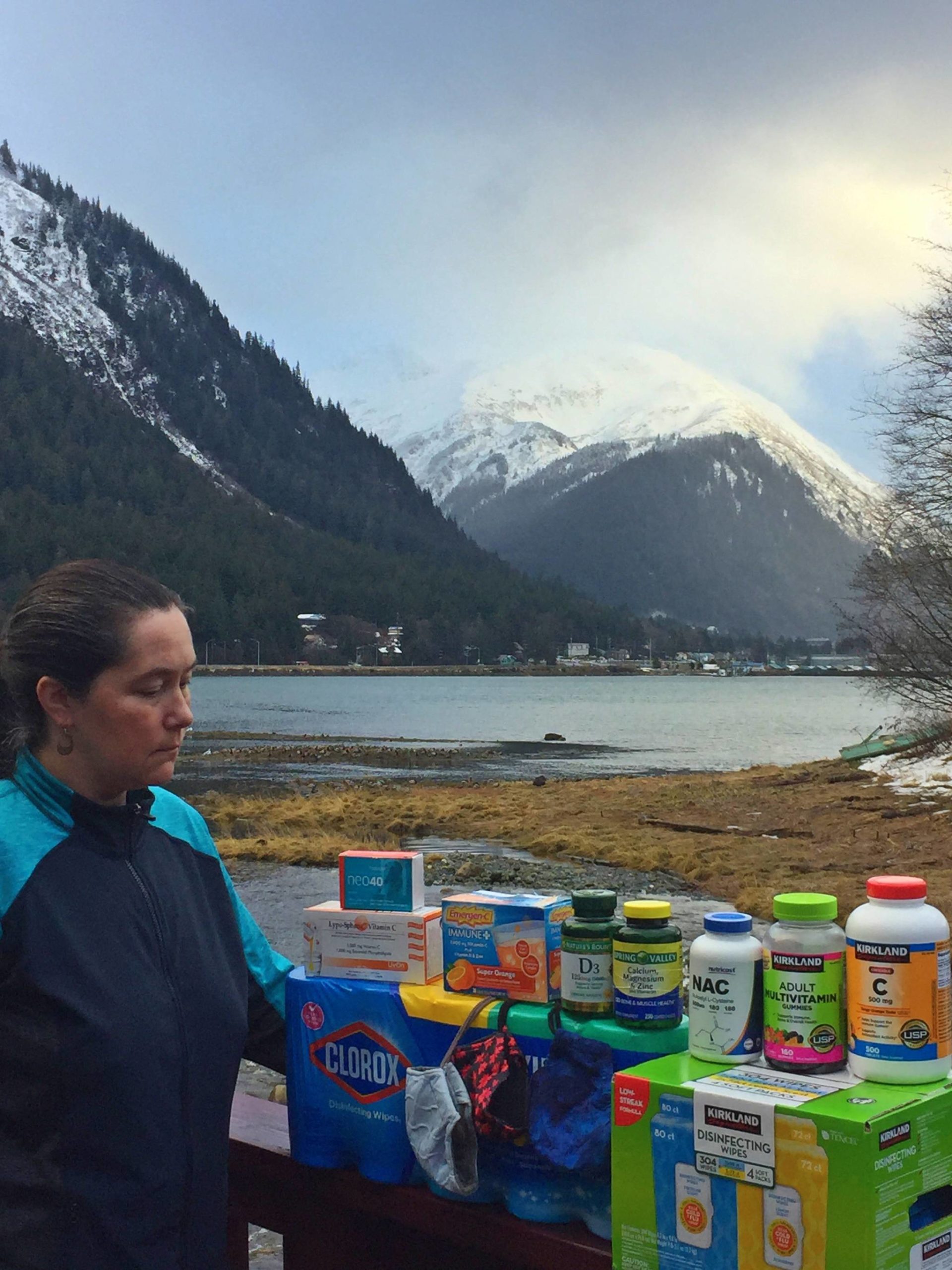Courtesy Photo / Aakatchaq Shaeffer
Vivian Mork Yeilk’ checks over supplies for villages in Juneau.