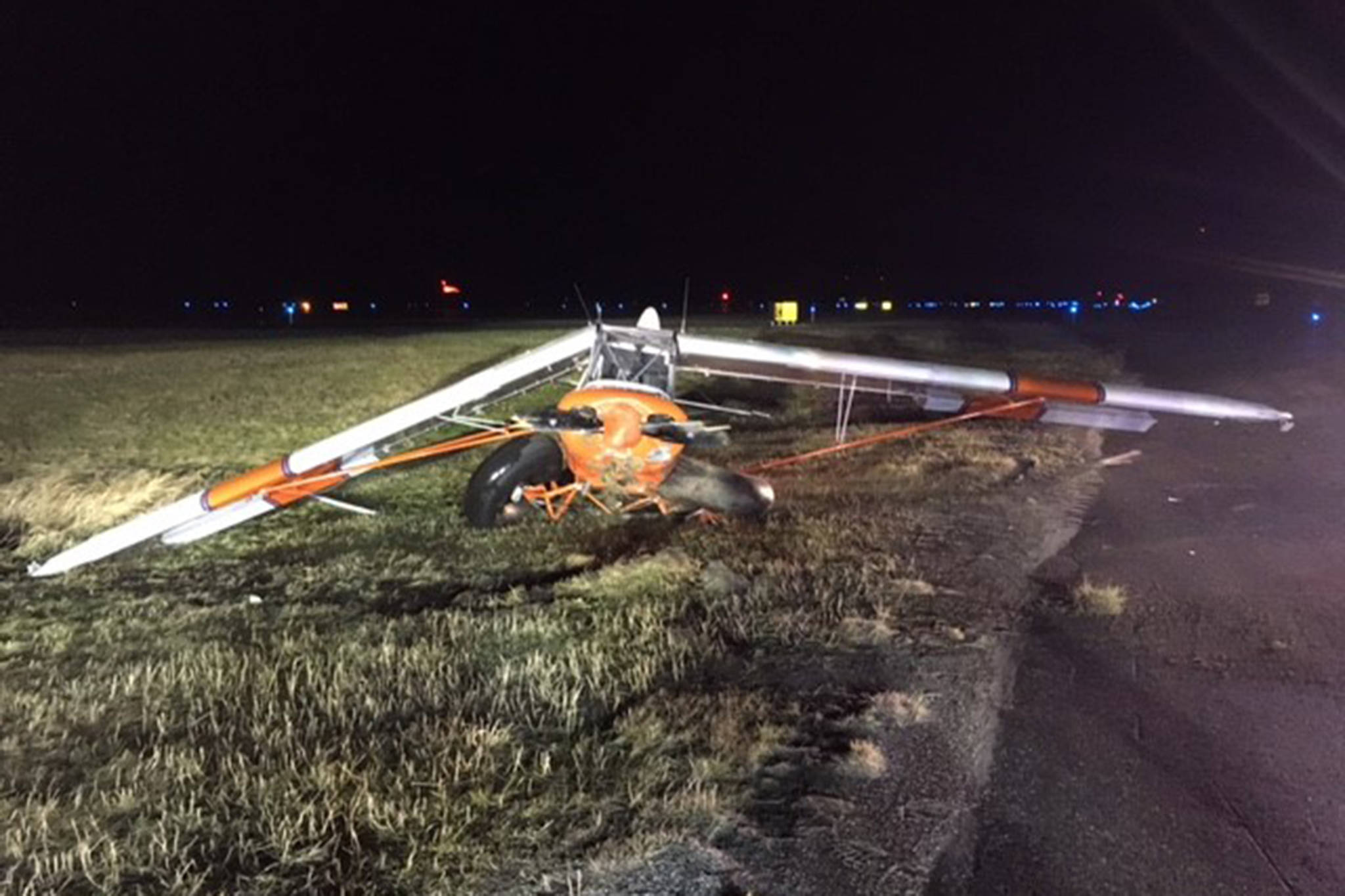 Capital City Fire/Rescue responded after a personal aircraft was destroyed by high winds while taxiing at Juneau International Airport Wednesday afternoon, Dec. 2, 2020. (Courtesy photo / CCFR)