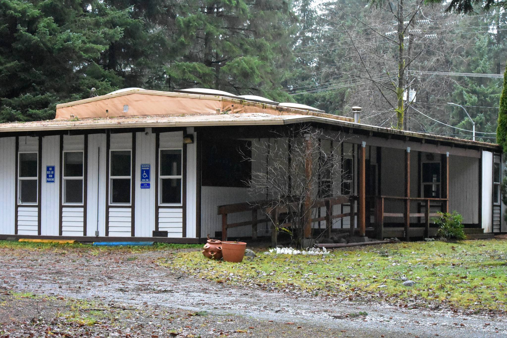 The property at 9290 Hurlock Avenue near the intersection of Egan Drive and Mendenhall Loop Road was vacant Monday, Dec. 7, 2020, but a group of nonprofit organizations are partnering to try and turn the site into a youth homeless center. (Peter Segall / Juneau Empire)