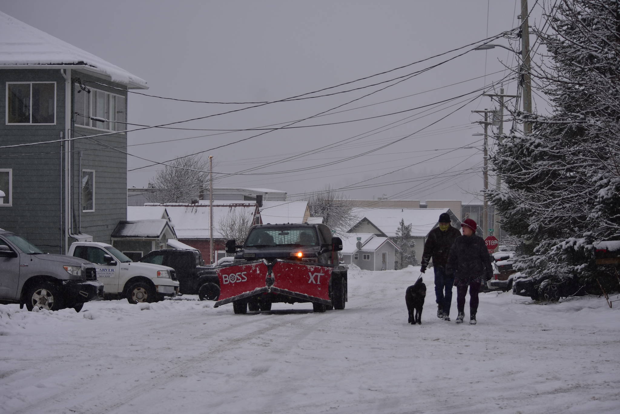 Juneauites were out and about in the snow on 2nd Street in Douglas Wednesday, but the National Weather Service issued a winter storm watch for another storm Thursday morning which could bring up to two feet of snow in two days. (Peter Segall / Juneau Empire)