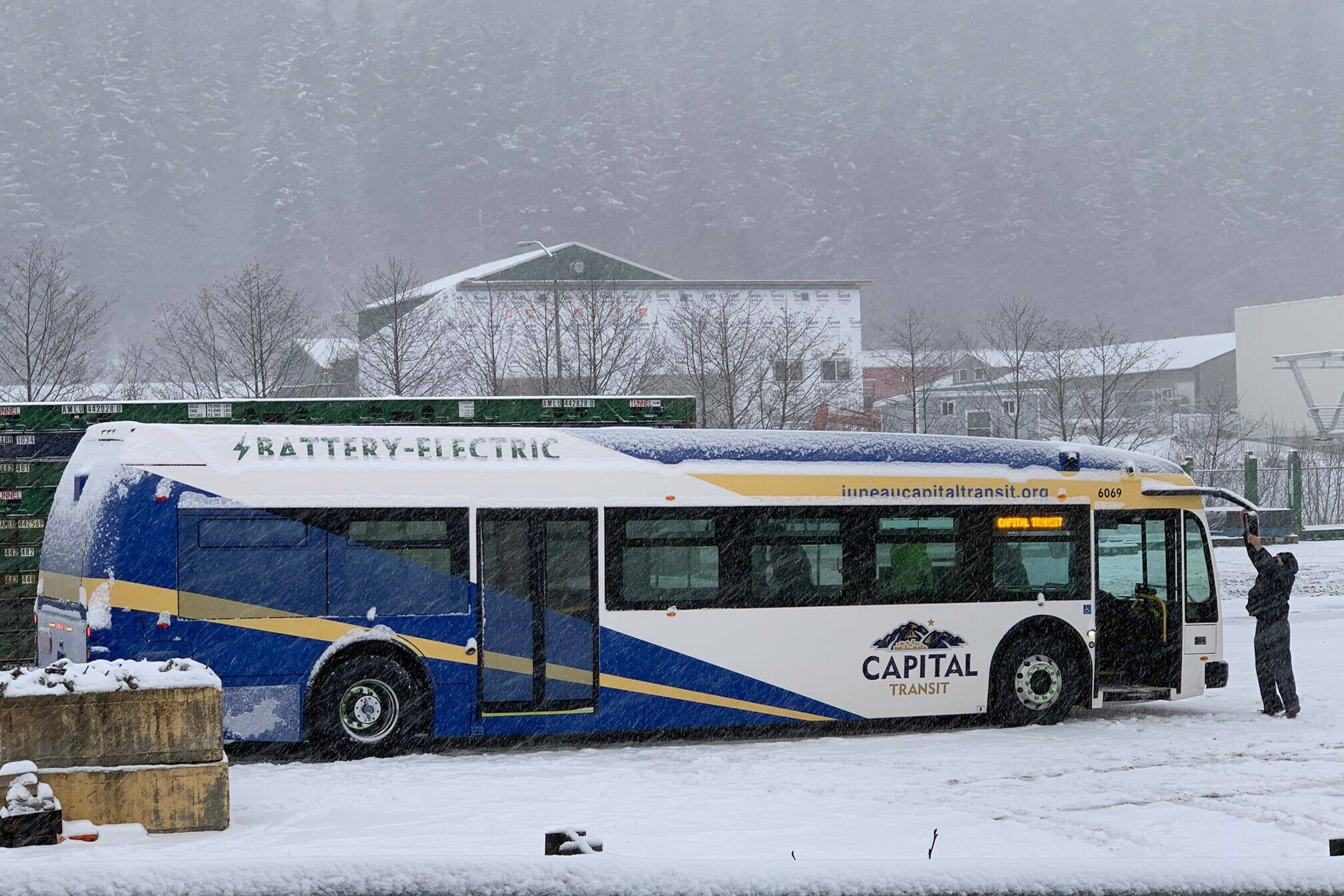 Courtesy photo / City and Borough of Juneau 
Capital Transit received its first electric bus, seen here, on Wednesday. The bus will enter active service in February.