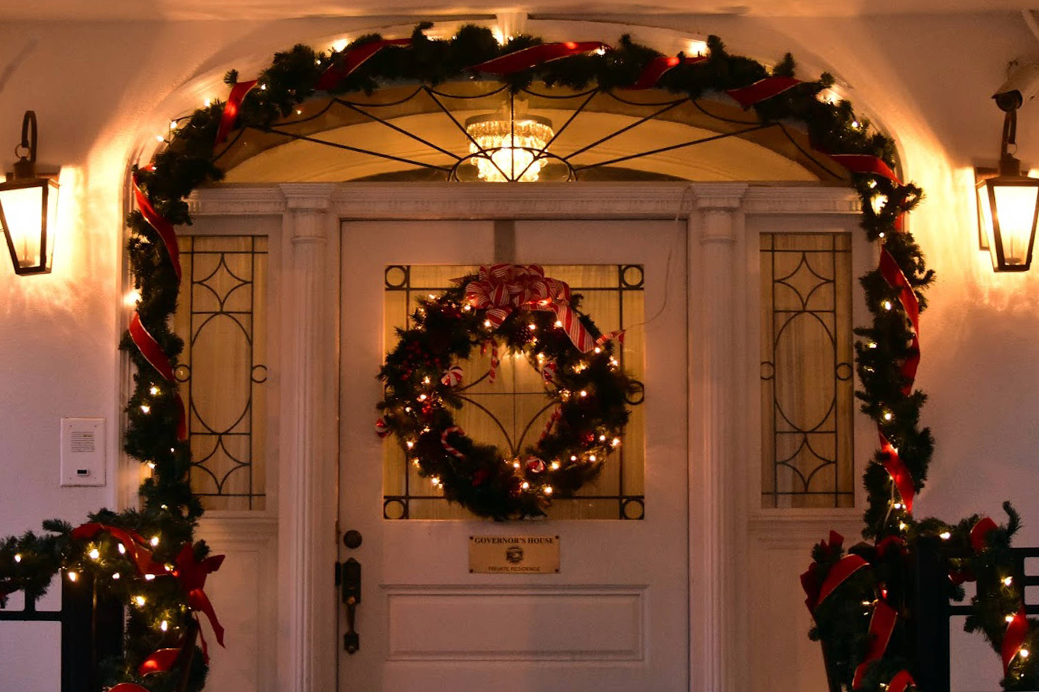Peter Segall / Juneau Empire
A wreath hangs on the door of the Governor’s Mansion.
