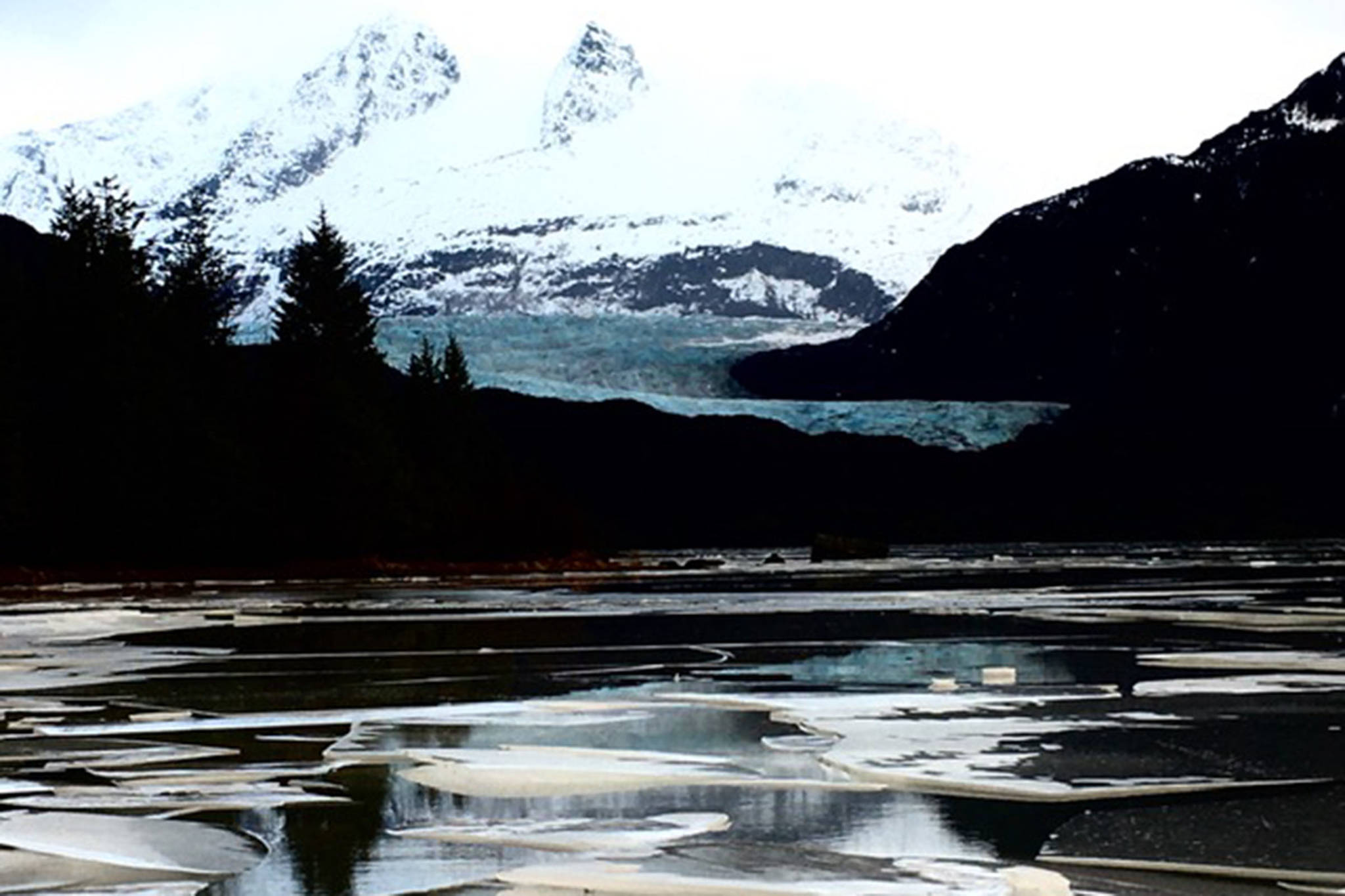 This Dec. 9 photo shows reflections in Mendenhall Lake. (Courtesy Photo / Linda Buckley)