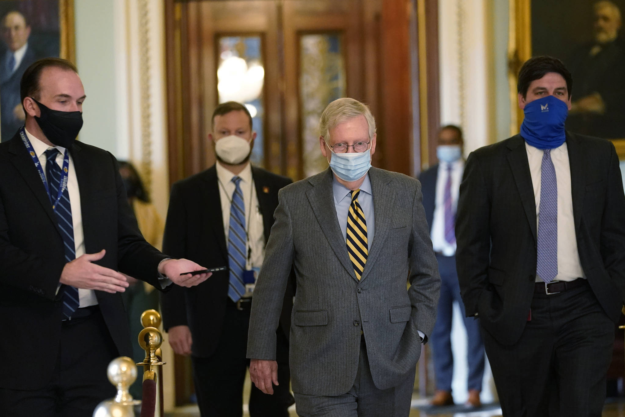 Senate Majority Leader Mitch McConnell of Ky., walks off of the Senate floor on Capitol Hill in Washington, Wednesday, Dec. 30, 2020. (AP Photo / Susan Walsh)