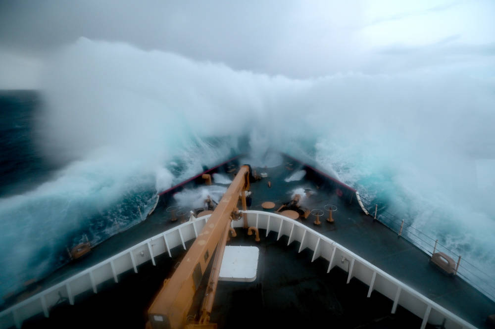 Coast Guard Cutter Polar Star navigates heavy seas in the Gulf of Alaska, Thursday, Dec. 10, 2020. The icebreaker is supporting an increasingly prioritized mission in the region, according the the Coast Guard. (Petty Officer 1st Class Cynthia Oldham / USCG)