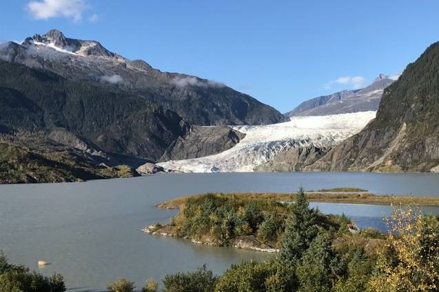 Mendenhall Glacier and Mendenhall Lake in 2017. Significant development is proposed for the area to the left of the glacier’s terminus. (Laurie Craig)