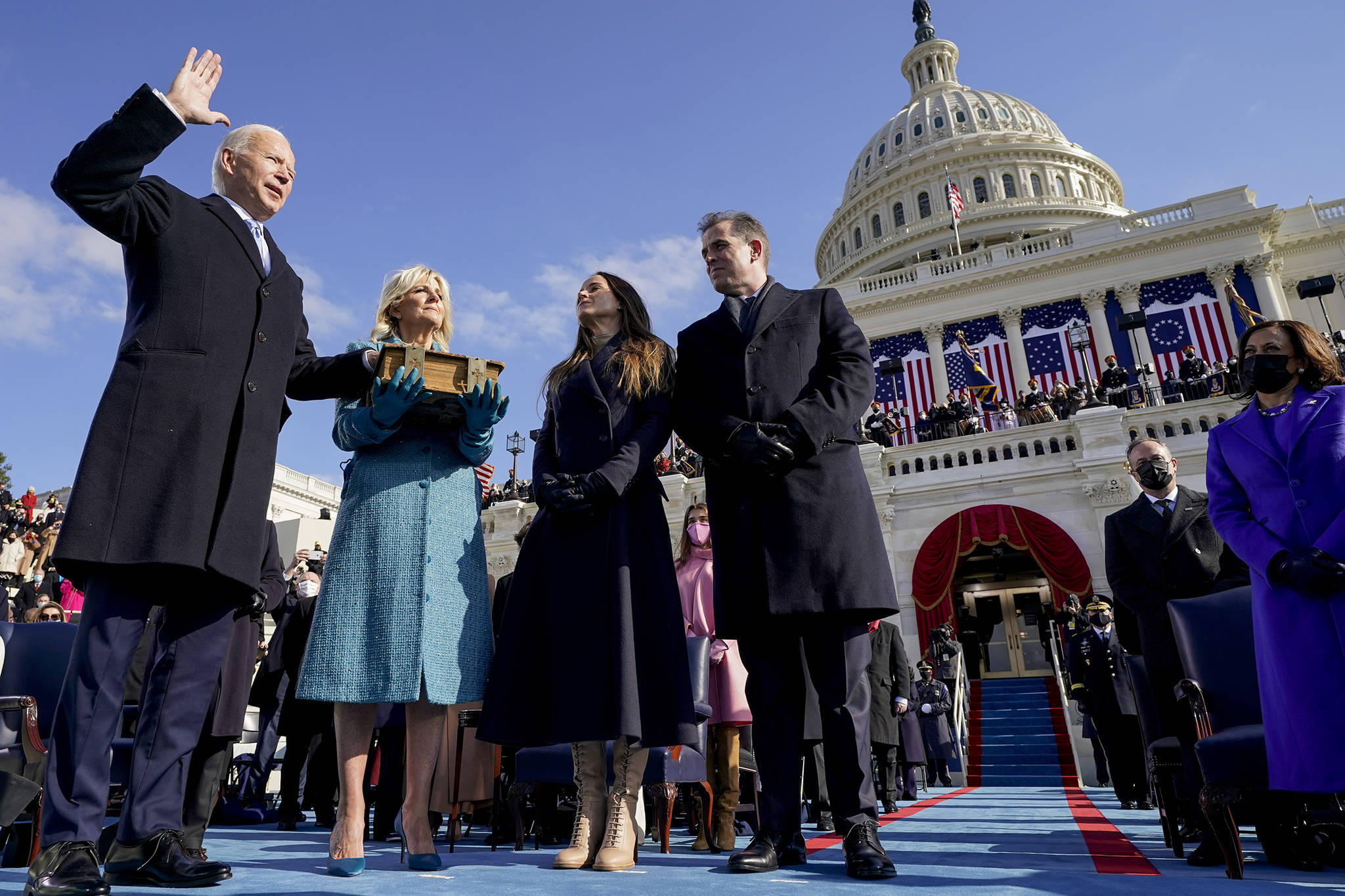 Joe Biden is sworn in as the 46th president of the United States by Chief Justice John Roberts as Jill Biden holds the Bible during the 59th Presidential Inauguration at the U.S. Capitol in Washington, Wednesday, Jan. 20, 2021, as their children Ashley and Hunter watch.(AP Photo / Andrew Harnik, Pool)