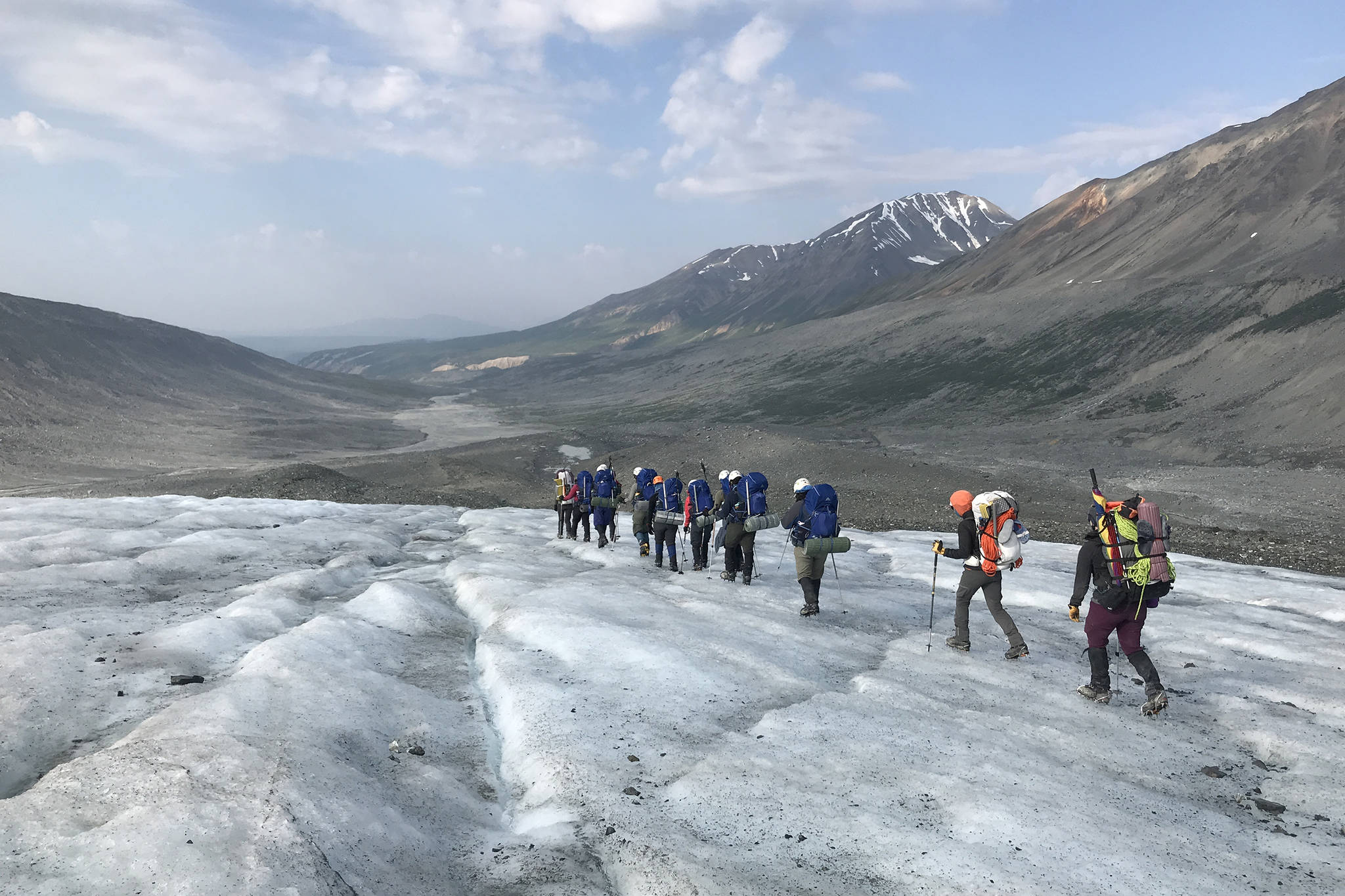 Courtesy Photo / Erin Cutts, Inspiring Girls Expeditions
The 2019 Girls on Ice Alaska team travels down Gulkana Glacier at the end of their expedition. The group is currently accepting applications for three expeditions planned for this summer.