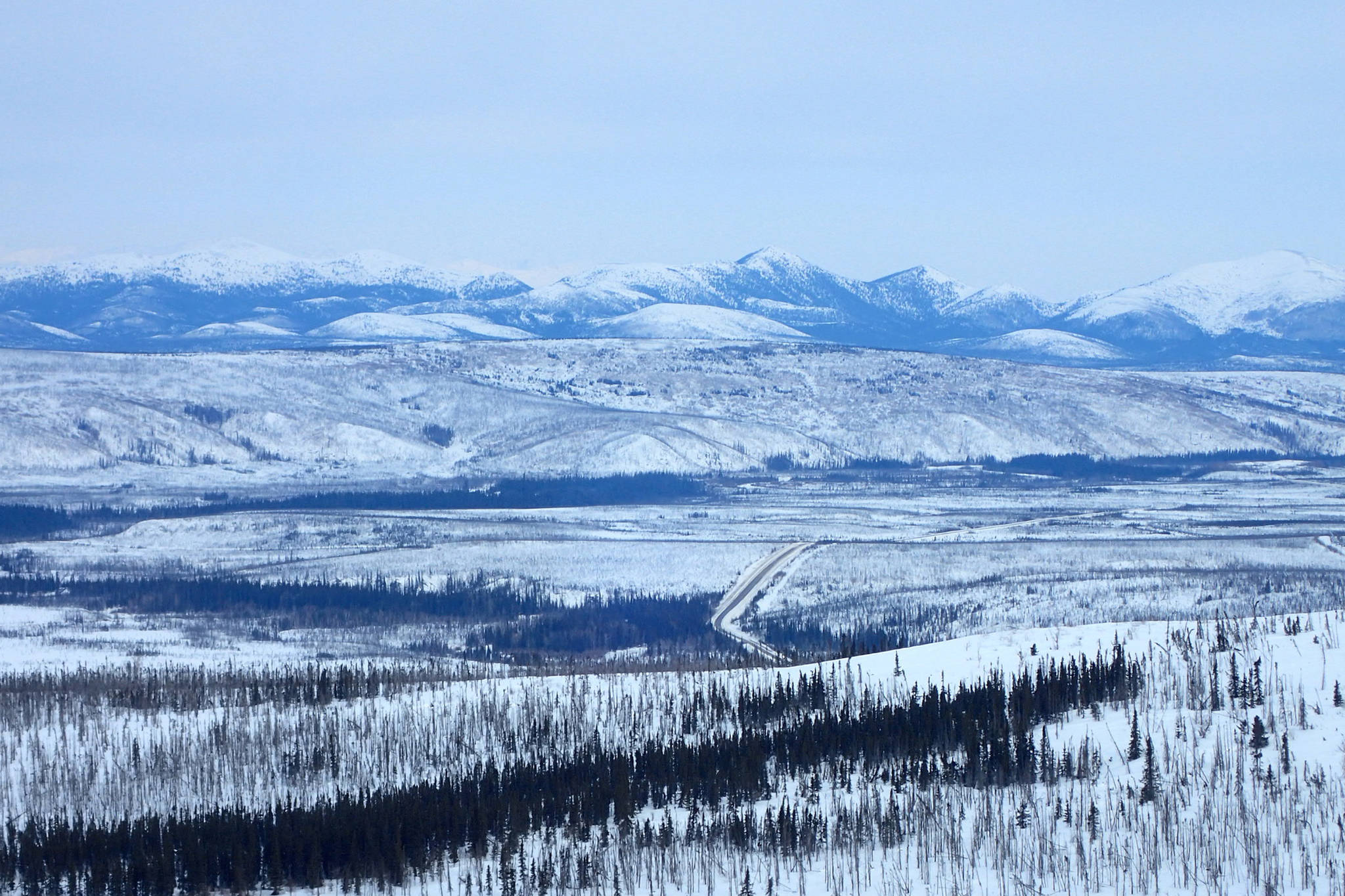 The valleys of Jim River and Prospect Creek in northern Alaska, where an official thermometer registered Alaska’s all-time low of minus 80 degrees F on Jan. 23, 1971. Photo by Ned Rozell