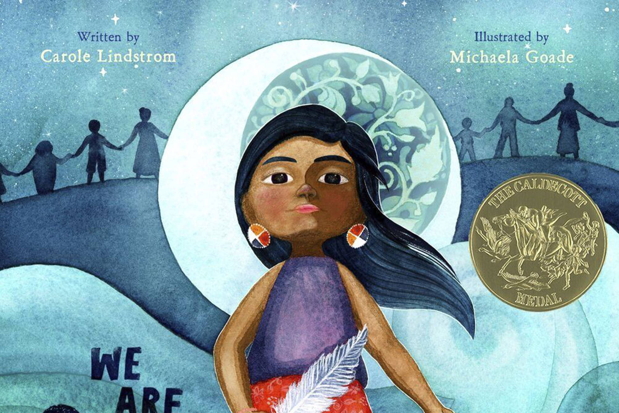 This cover image released by Roaring Brook Press shows "We Are Water Protectors," written by Carol Lindstrom and illustrated by Michaela Goade. Goade became the first Native American to win the prestigious Randolph Caldecott Medal for best children's picture story. Goade is a member of the Tlingit and Haida Indian tribes in Southeast Alaska. “We Are Water Protectors,” is a call for environmental protection that was conceived in response to the planned construction of the Dakota Access Pipeline through Standing Rock Sioux territory. (Roaring Brook Press via AP)