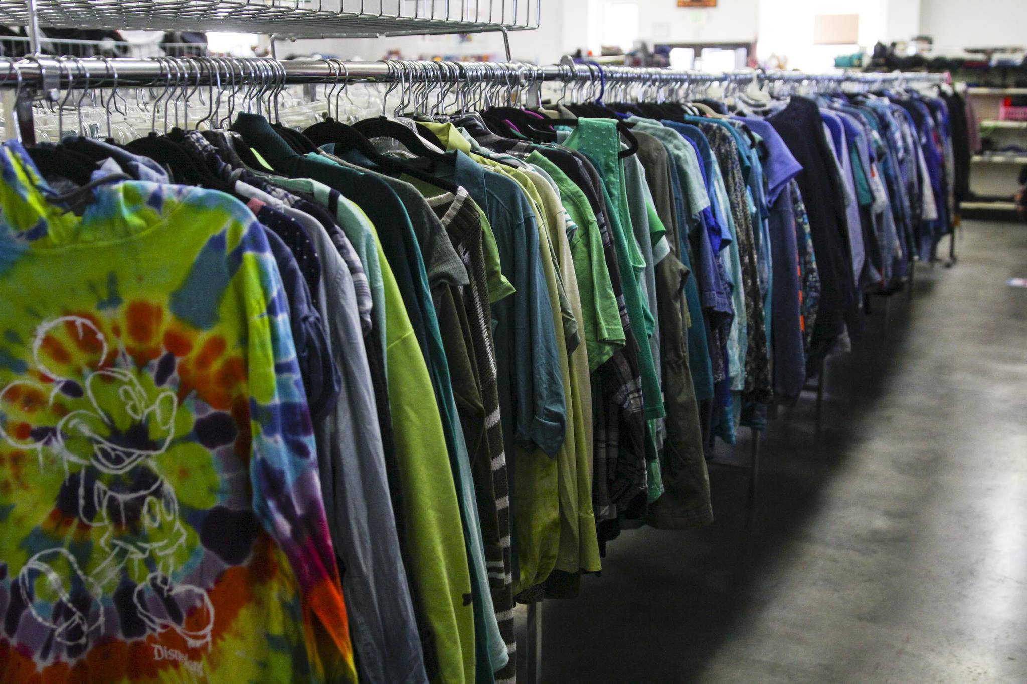 Juneau’s Salvation Army thrift store, inside shown here on Feb. 12, 2021, has been glanced but not stopped by the pandemic, a Salvation Army officer said. (Michael S. Lockett / Juneau Empire)