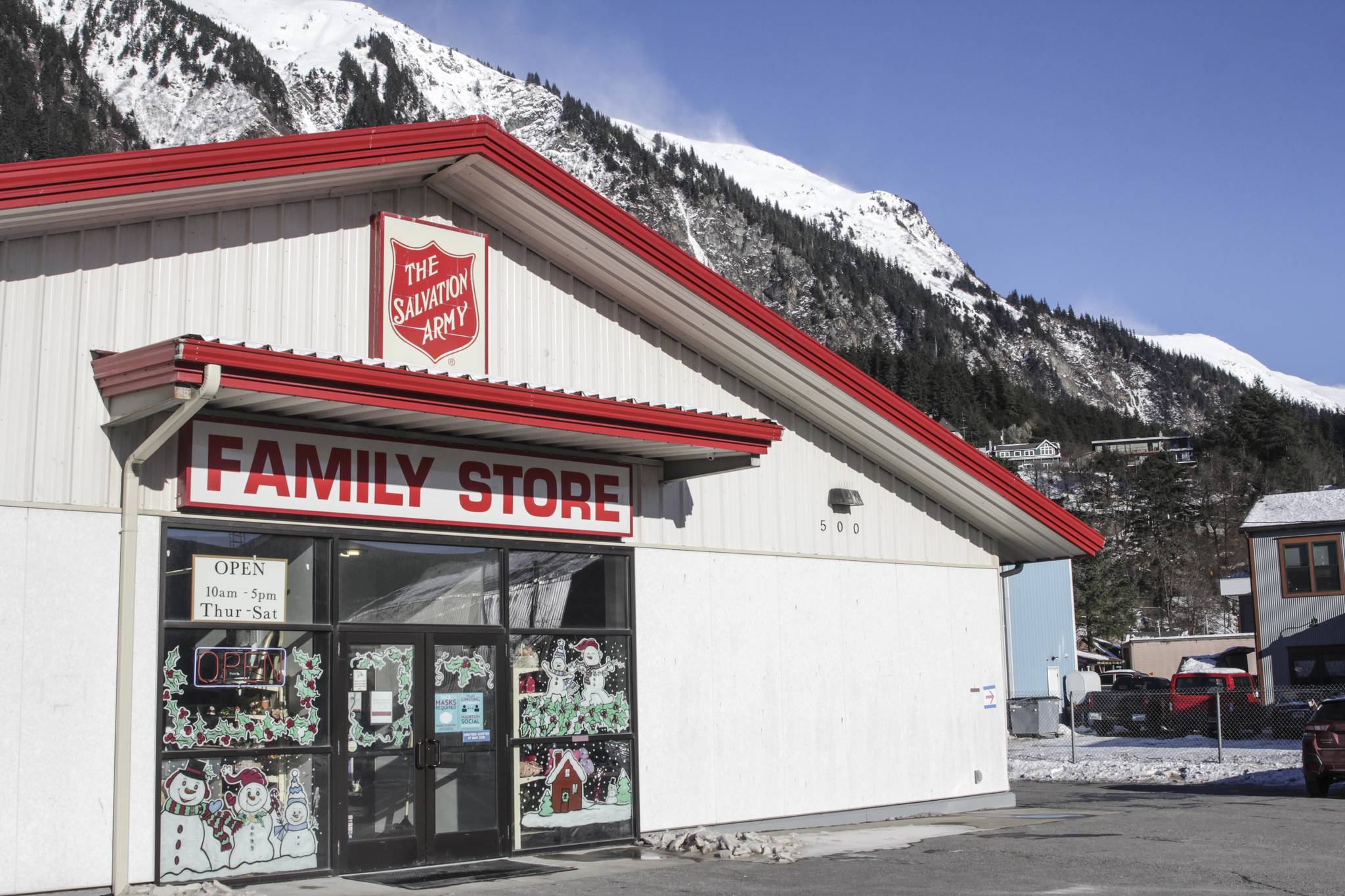 Juneau’s Salvation Army thrift store, shown here on Feb. 12, 2021, has been glanced but not stopped by the pandemic, a Salvation Army officer said. (Michael S. Lockett / Juneau Empire)