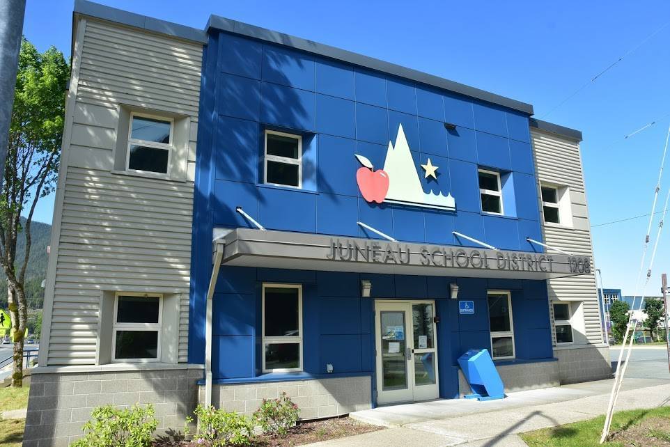 The Juneau School District building and Harborview Elementary School, seen here on Monday, Nov. 9, 2020, will begin to offer expanded in-person instruction over the next few weeks. School officials cite the community’s stable infection rate and new science-based guidance for opening schools are driving factors behind the expanded offerings. (Peter Segall / Juneau Empire)