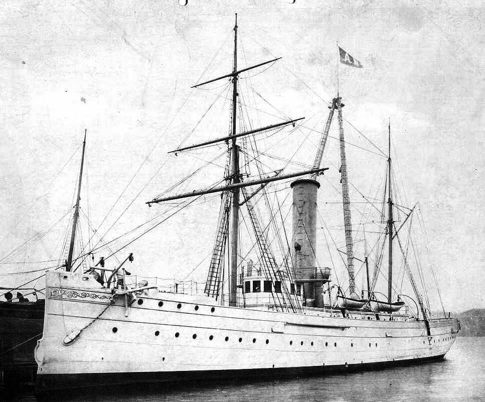 The U.S. Revenue Cutter Manning, pictured here in 1898, was in Kodiak Harbor during the great earthquake of 1900. (Public domain photo)