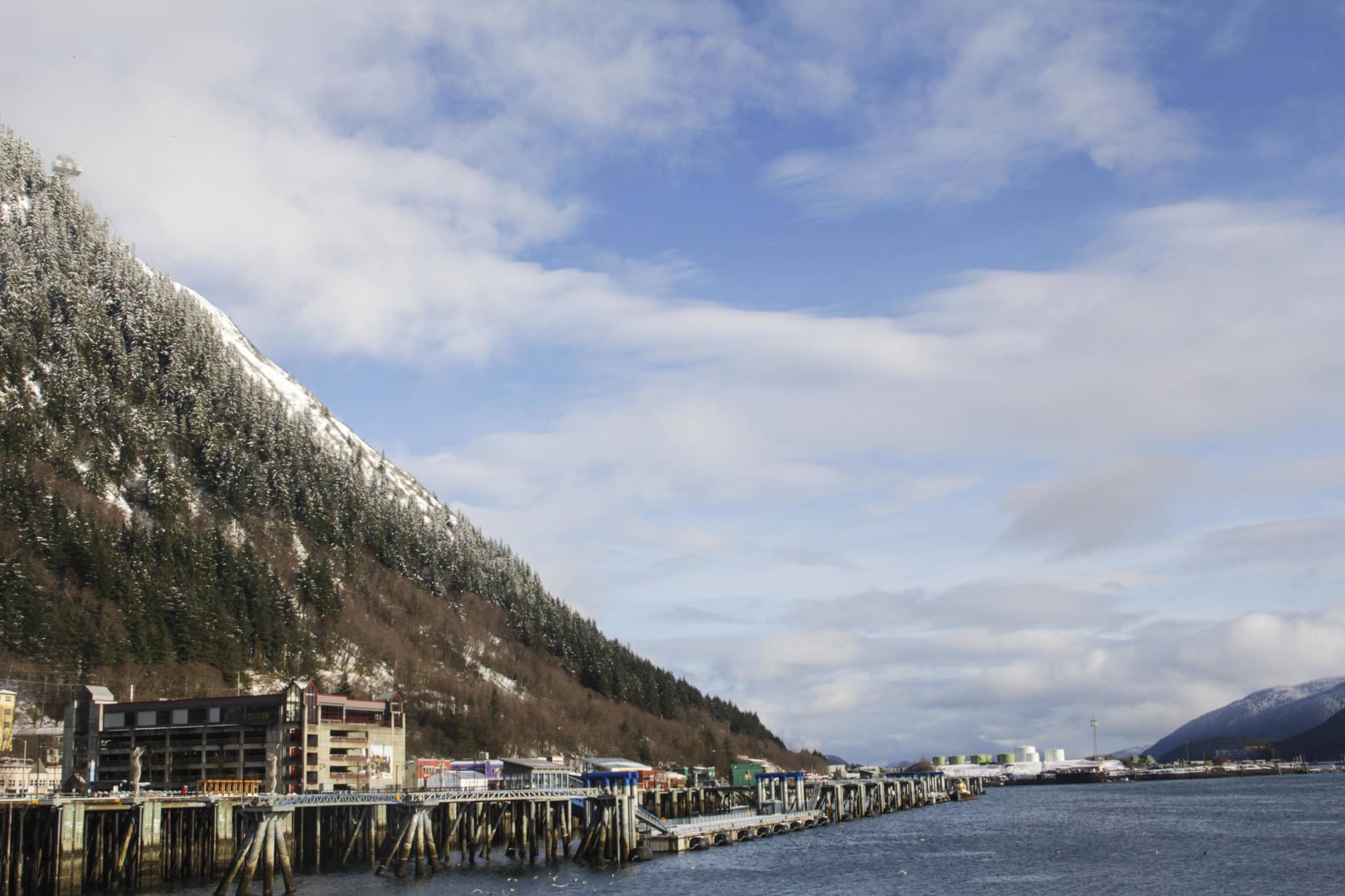 The Department of Environmental Conservation has an ongoing study to measure the effects of air pollution from cruise ship emissions in Juneau, particularly the waterfront area, seen here on March 24, 2021. (Michael S. Lockett / Juneau Empire)