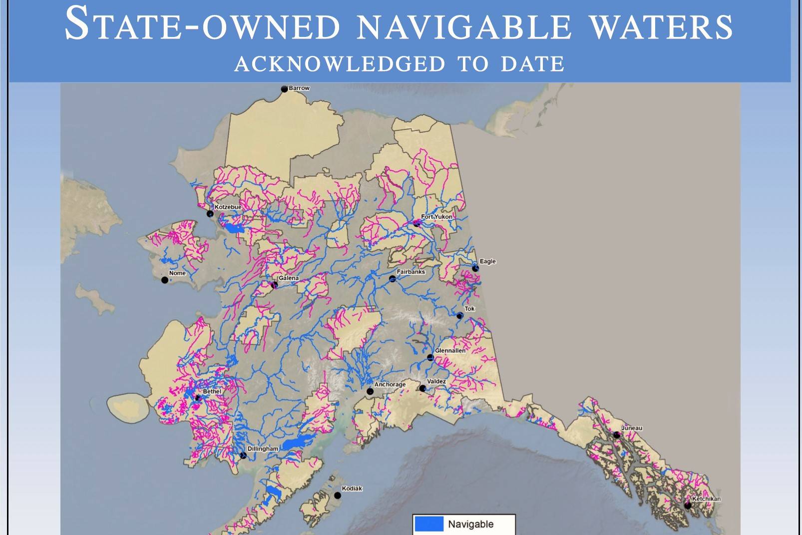This screenshot of a presentation included in a Friday afternoon news conference shows state-owned waterways. (Screenshot)