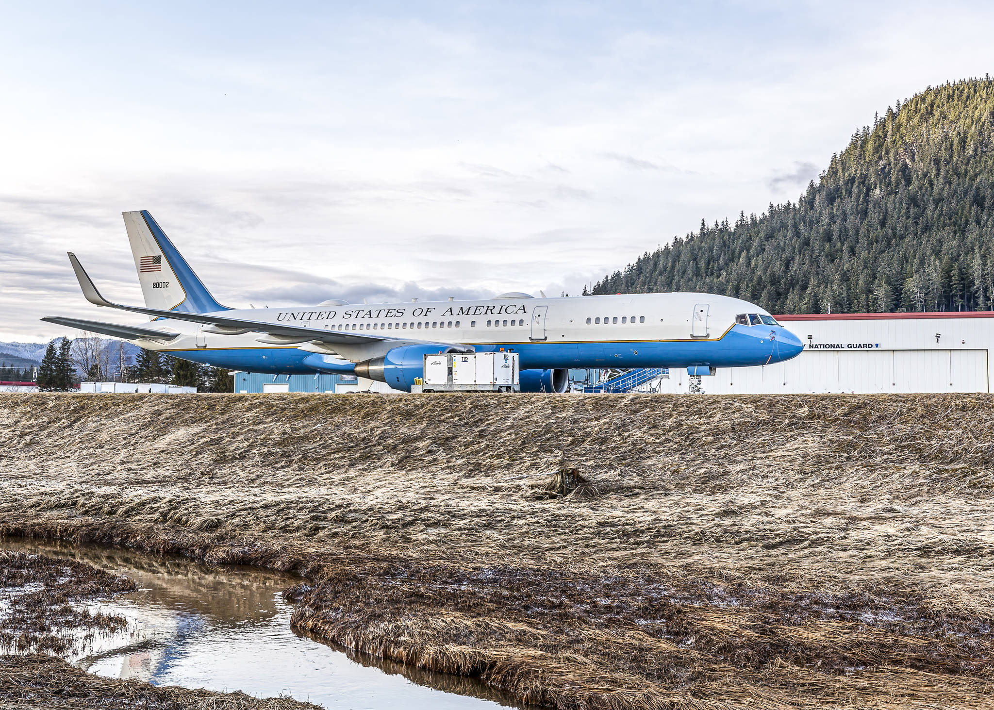 An Air Force C-32A landed at Juneau International Airport on Friday as part of a training flight. The C-32A, one of four in the world operated by the 89th Airlift Wing, is often the transport for the vice president or other VIPs. (Courtesy photo / Heather Holt)