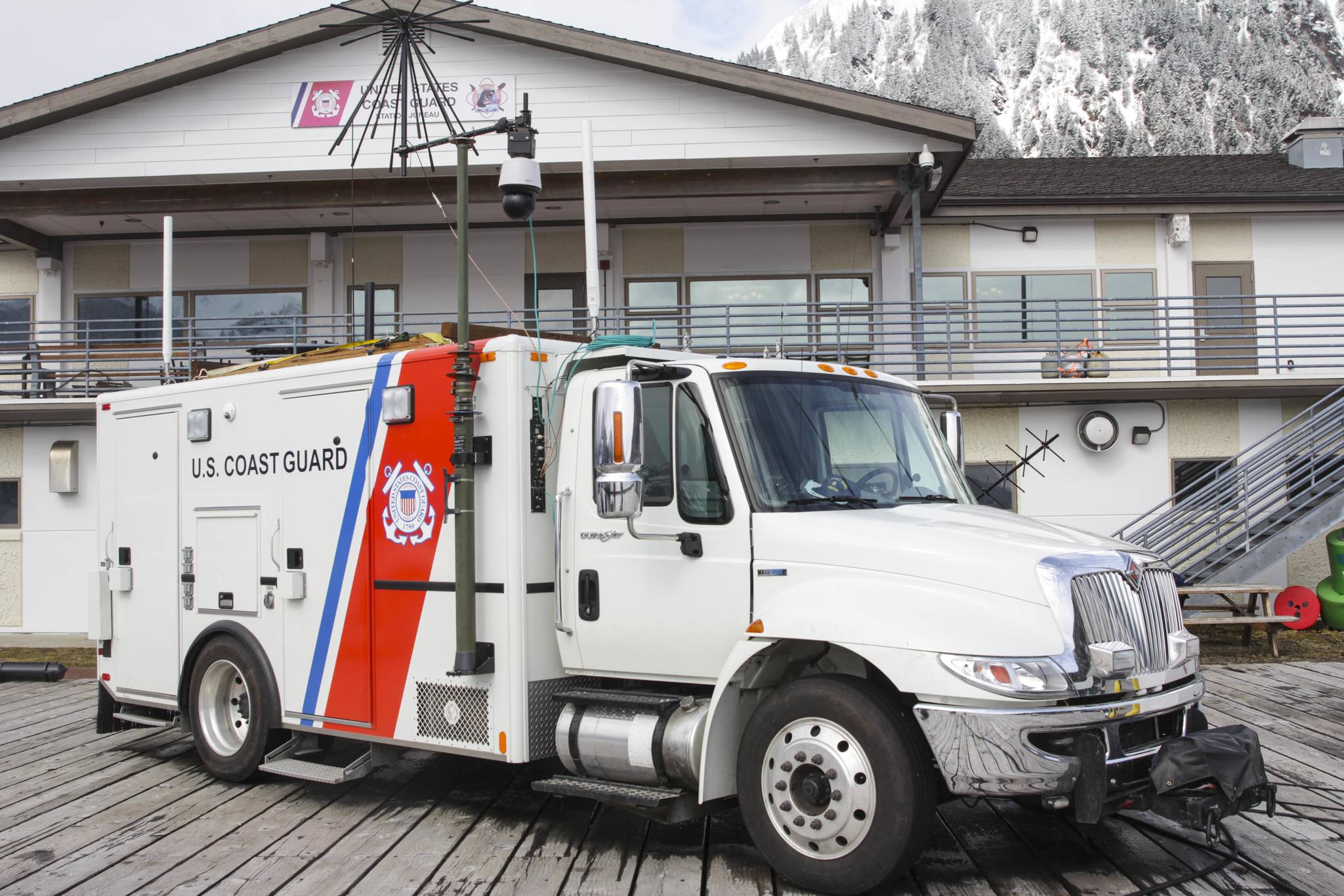 Michael S. Lockett / Juneau Empire
Coast Guard Communications Command deployed one of its mobile communications vehicle to Juneau aboard a C-130 to assist Coast Guard District 17 in a continuity of operations exercise.