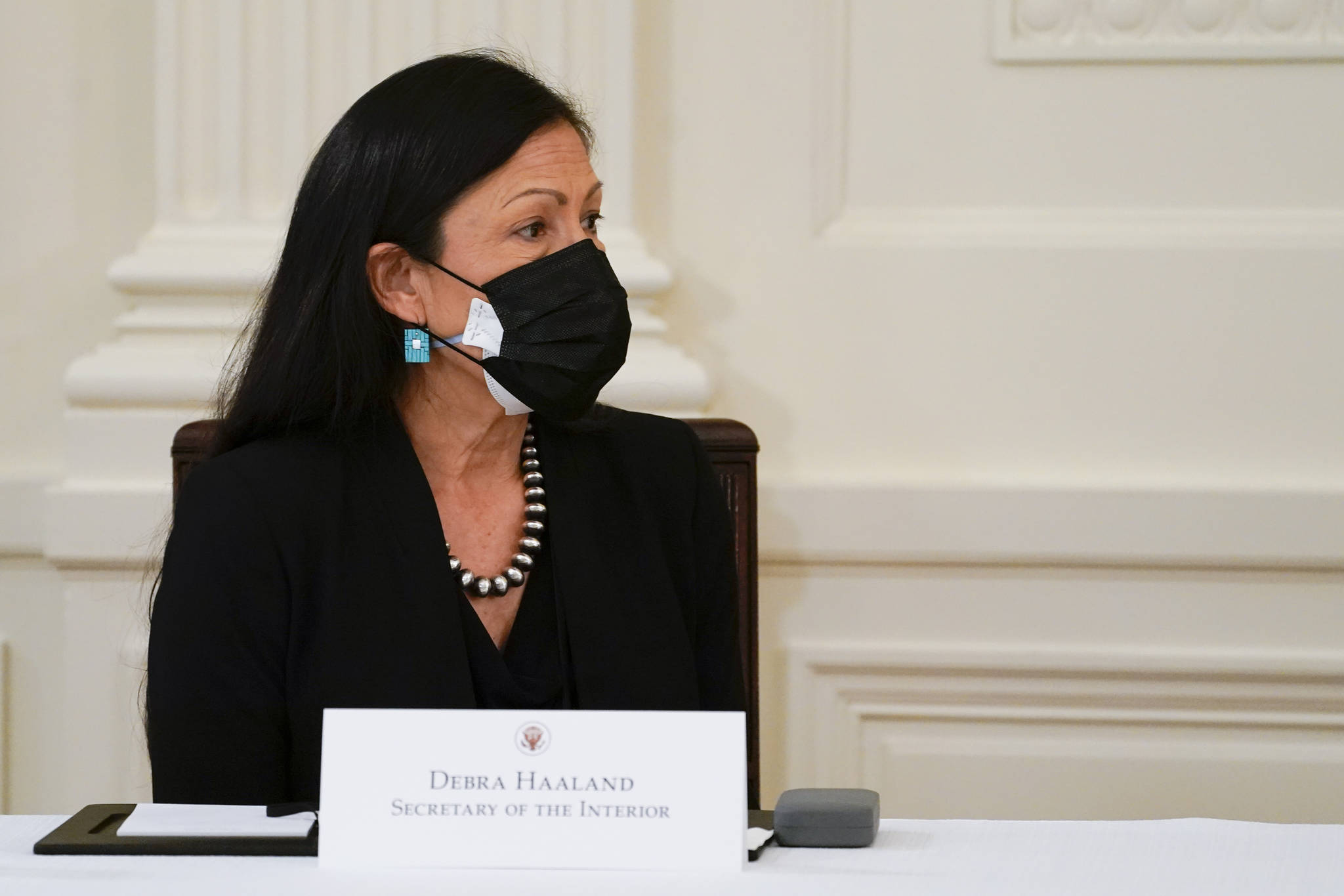 Secretary of the Interior Secretary Deb Haaland attends a Cabinet meeting with President Joe Biden in the East Room of the White House, Thursday, April 1, 2021, in Washington. (AP Photo / Evan Vucci)
