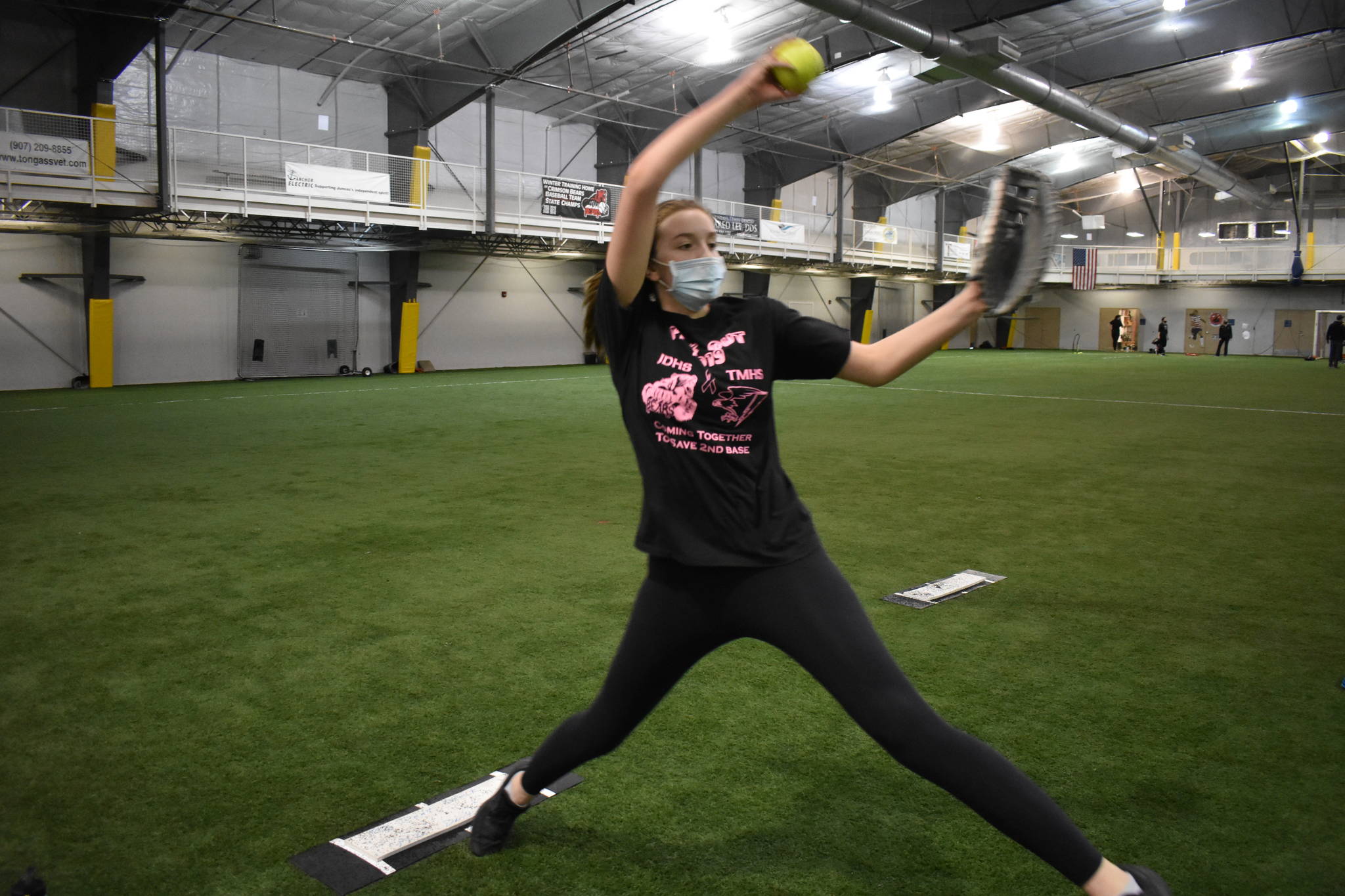 JDHS player Mila Hargrave winds up to deliver pitch during a recent practice. (Courtesy Photo / Lexie Razor)
