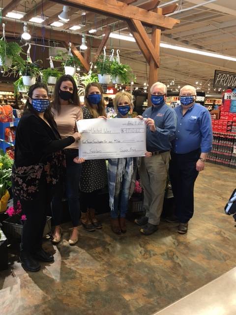 Courtesy Photo 
Pictured are( left to right) Erin Walker, United Way; Janey May, United Way; Jennifer Treadway, United Way; Desiress Smith, United Way; Rick Wilson, Foodland IGA/Ace Hardware; and Wayne Stevens, United Way.