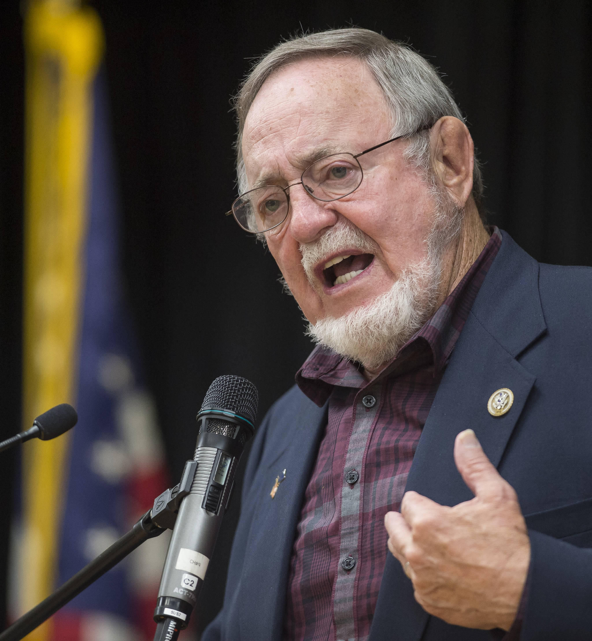 U.S. Rep. Don Young, R-Alaska, speaks at a Native Issues Forum at the Elizabeth Peratrovich Hall on Wednesday, Aug. 1, 2018. Young recently said he supported statehood for Puerto Rico. (Michael Penn / Juneau Empire)