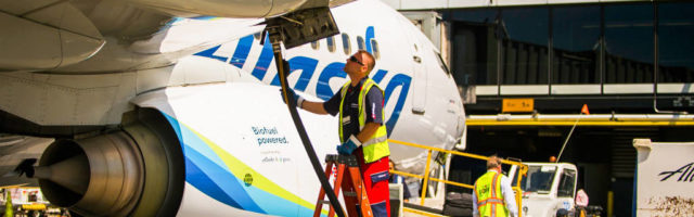 Alaska Airlines and SkyNRG formed a partnership to advance sustainable aviation fuel made from municipal solid waste, the airline announced, as part of its steps towards making the airline a net-zero emissions industry. (Courtesy photo / Alaska Airlines)