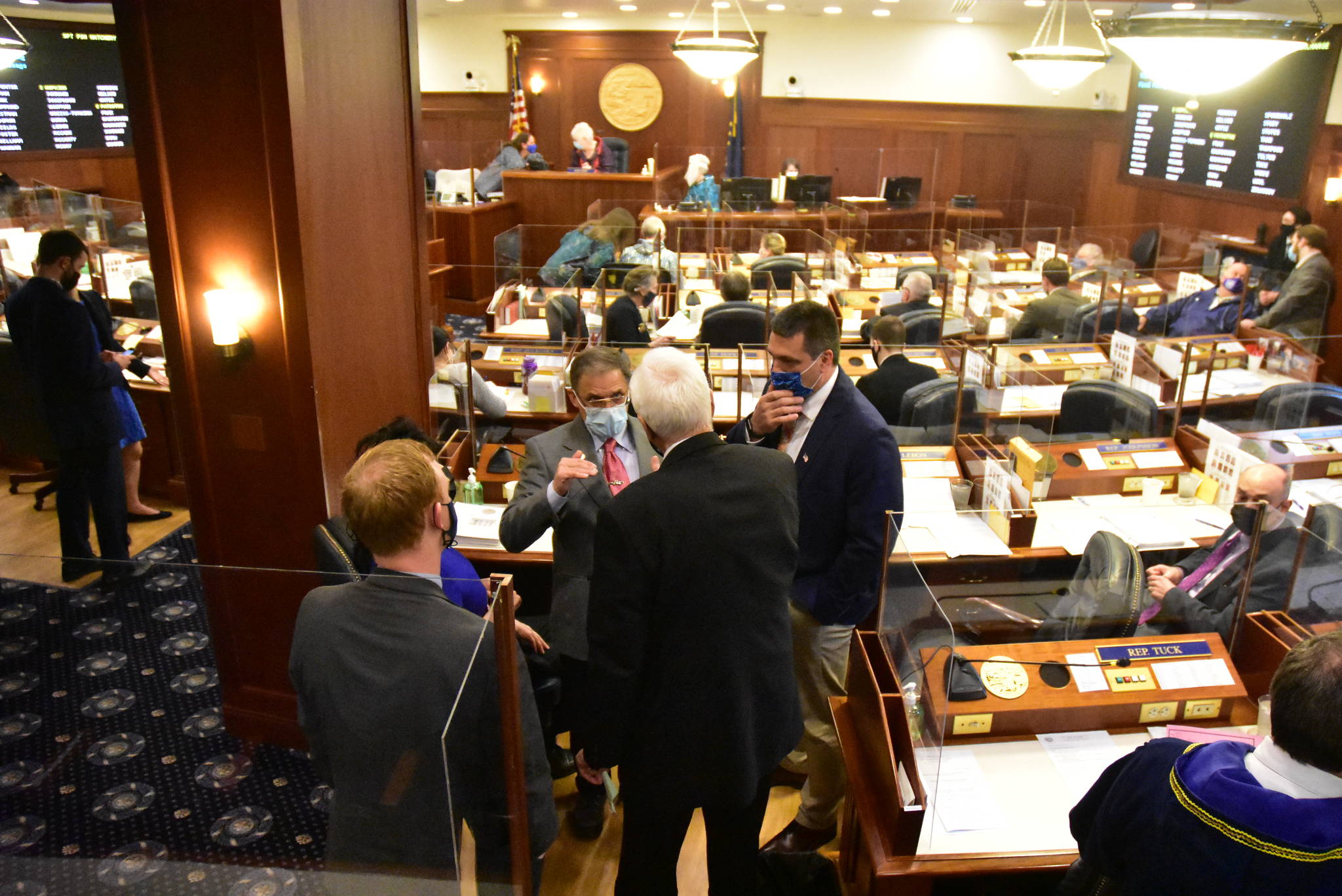 The Alaska House of Representatives, seen here on Friday, May 7, 2021, is scheduled to meet early Monday morning to finalize budget bills before the end of the legislative session in about two weeks. (Peter Segall / Juneau Empire)