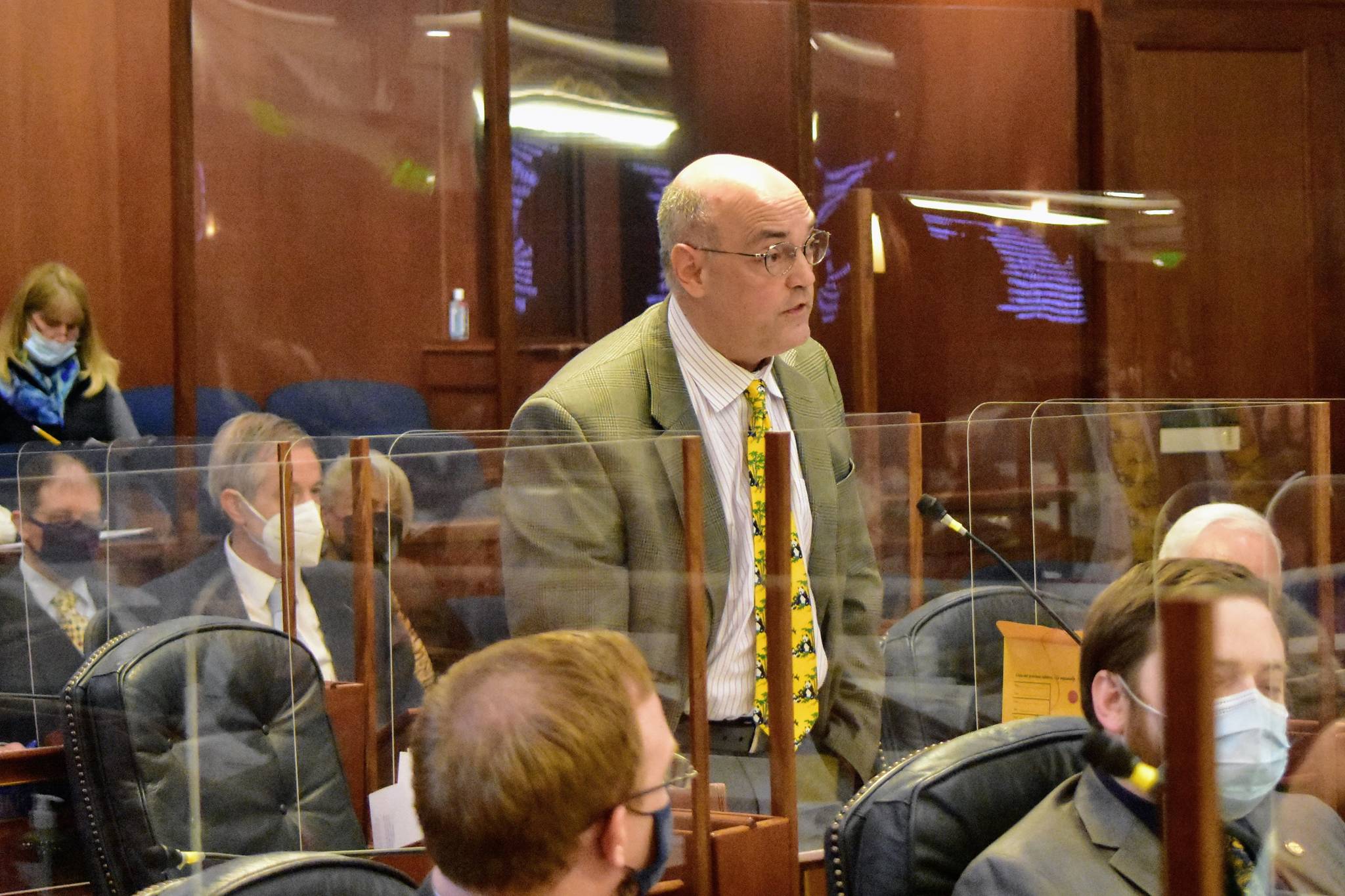 Rep. Andy Josephson, D-Anchorage, speaks to his concerns about Gov. Mike Dunleavy's appointment of Treg Taylor of Attorney General during a joint session of the Alaska State Legislature on Tuesday, May 11, 2021. (Peter Segall / Juneau Empire)