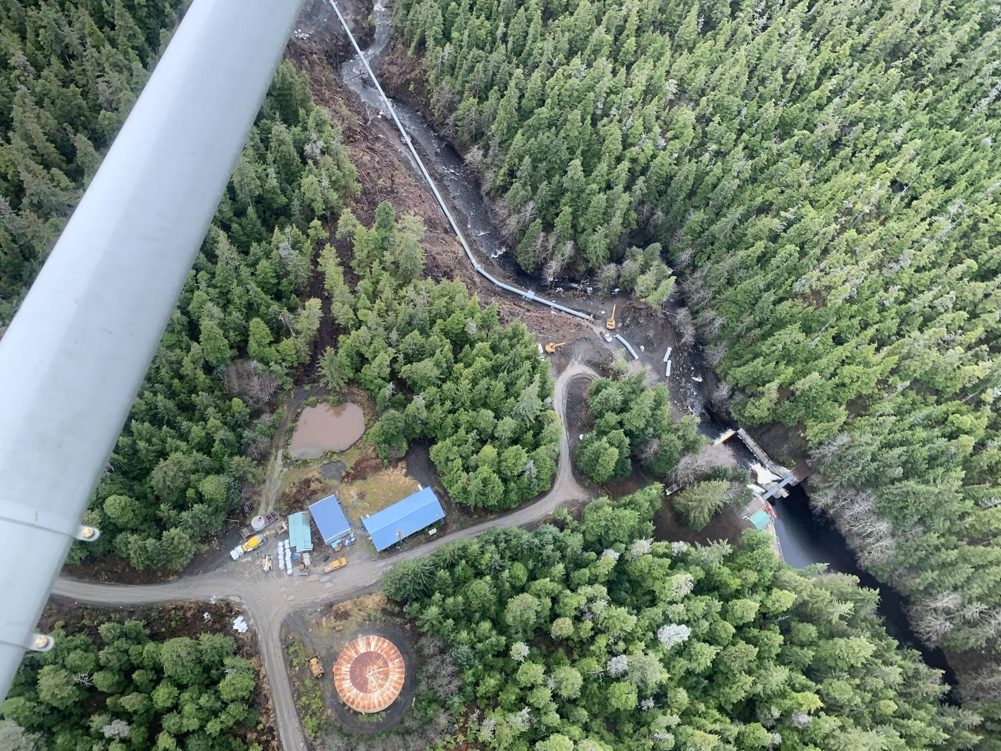 Courtesy photo / IPEC 
The Gunnuk Creek hydropower project in Kake, shown here under construction in 2019, is one of a number of hydropower projects in the Southeast managed by the Inner Passage Electric Cooperative.