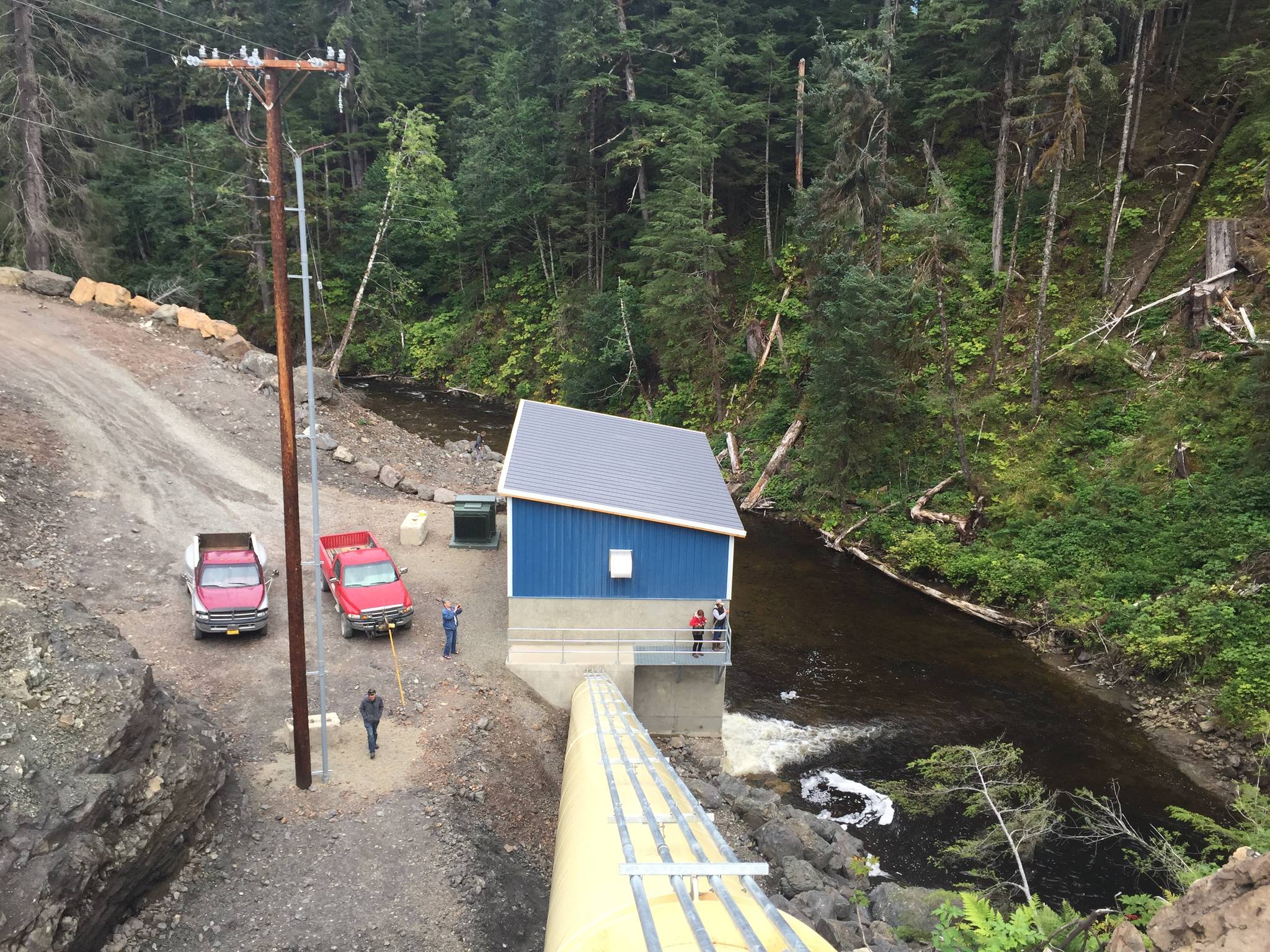 Courtesy photo / IPEC 
The penstock runs to the generation house at the Gartina Falls hydropower site in Hoonah in this photo.