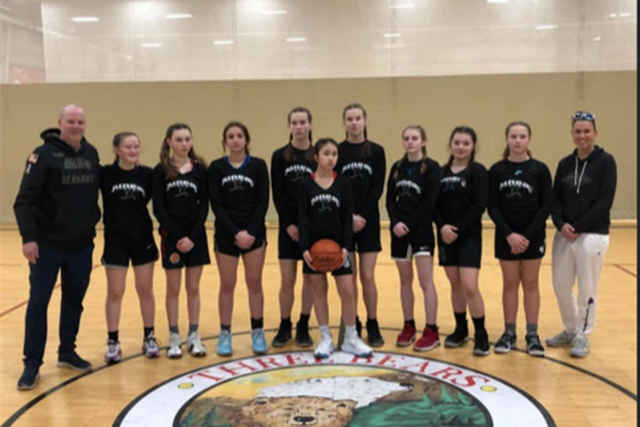 Pictured are assistant coach Ethan Billings, Cambry Lockhart, Gwen Nizich, Nadia Wilson, Cailynn Baxter, Alayna Echiverri, Kerra Baxter, Tatum Billings, Layla Tokuoka, Bergen Erickson and coach Tanya Nizich.  (Courtesy Photo / Haley Tokuoka)