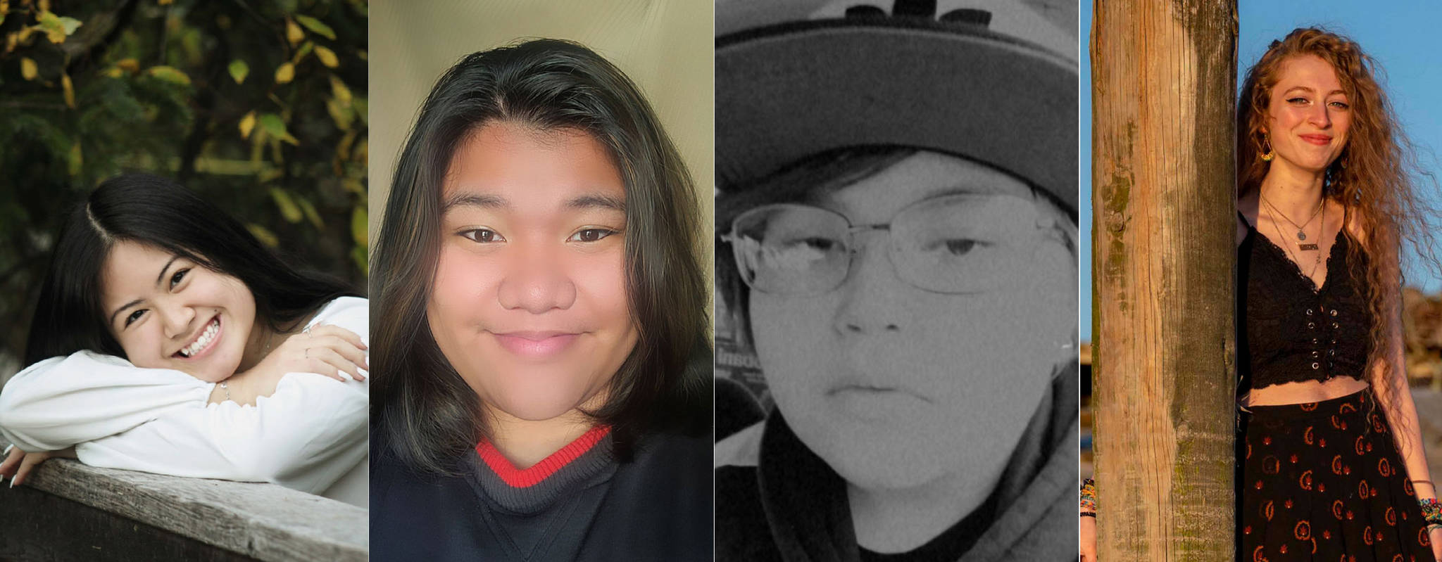 Members of the class of 2021, including Anna Wu, JDHS (left), Chemery Marte, TMHS (second from left), Connor Carroll (center right), and Yarrow Platt, (far right) from YDHS. (Courtesy Photos)