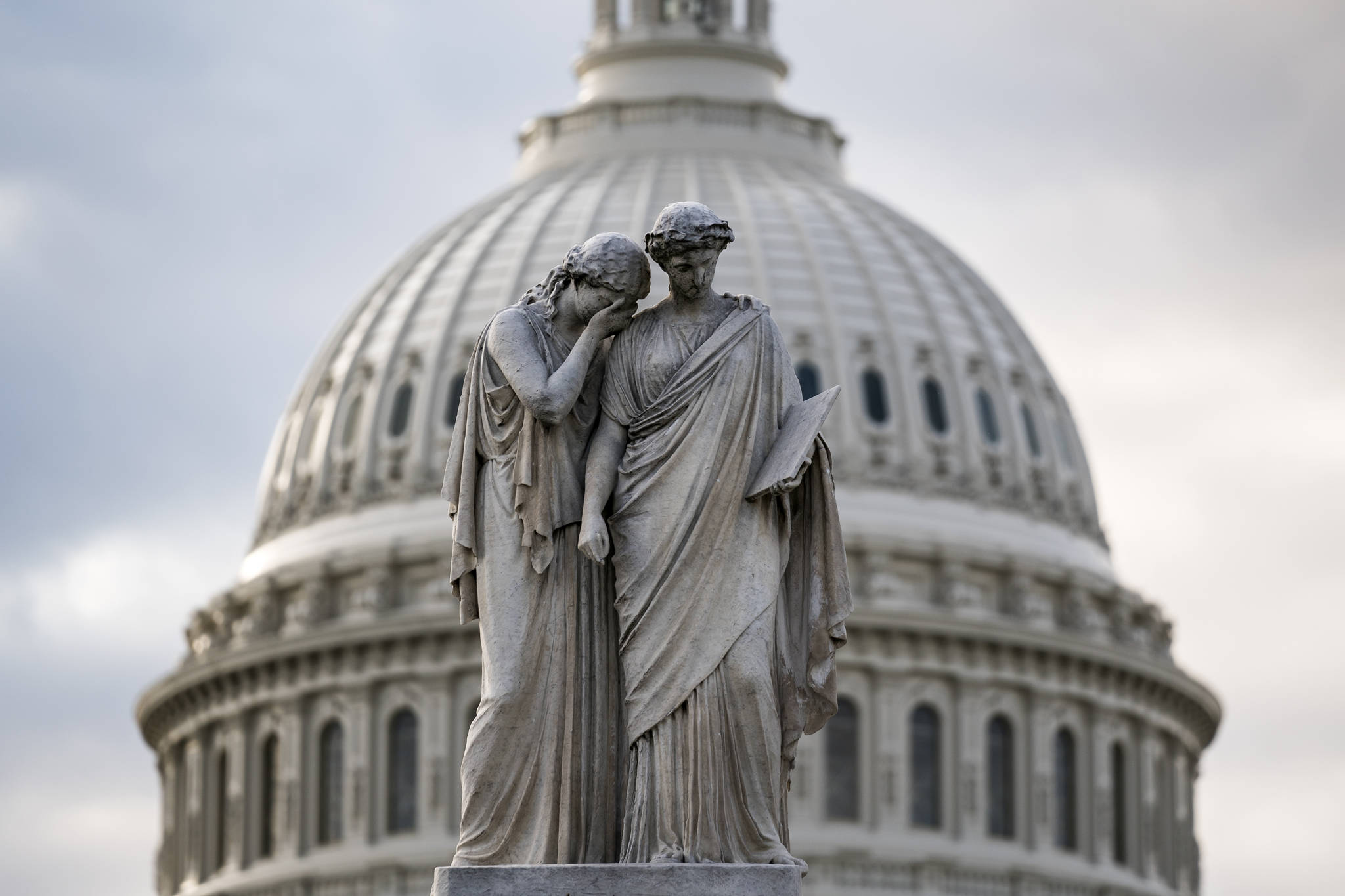 The Capitol Dome looms behind the Peace Monument statue in Washington, Friday, May 28, 2021, as the Senate tries to finish to its work going into the Memorial Day recess with Republican leaders insisting they will block a commission on the Jan. 6 insurrection by a mob loyal to former President Donald Trump. (AP Photo / J. Scott Applewhite)