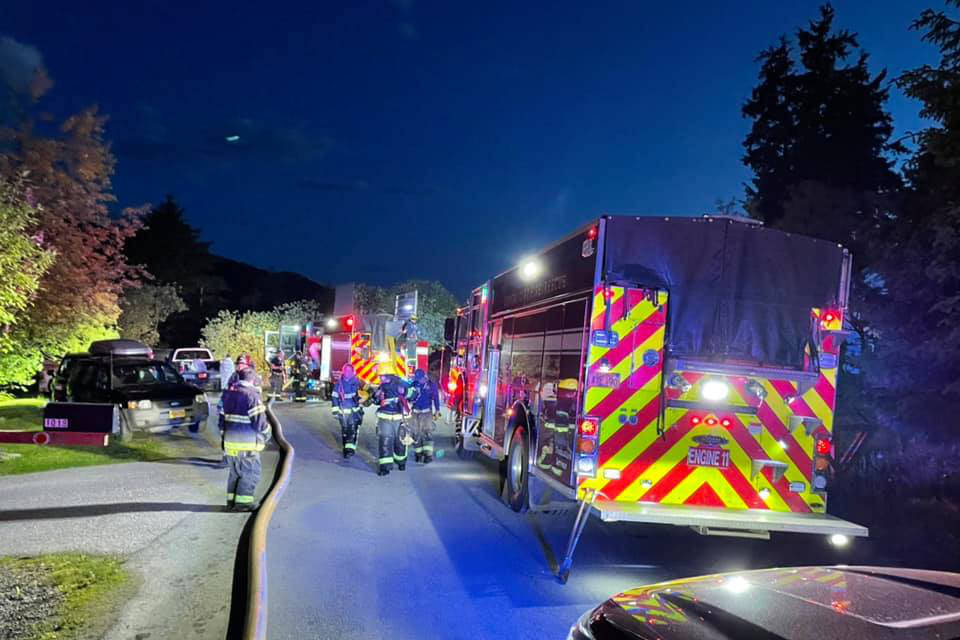 Capital City Fire/Rescue responded to a fire near Twin Lakes on Sunday evening. One firefighter sustained a minor injury as they extinguished the fire but didn’t require medical attention. (Courtesy photo/CCFR)